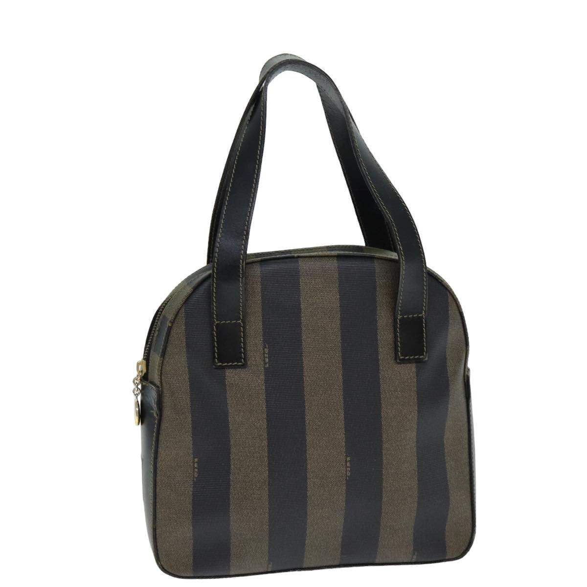 Luxury Fendi Pecan Canvas Hand Bag PVC Leather Brown Black81815