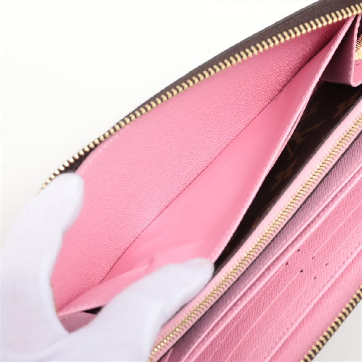 Louis Vuitton Monogram  Wallet M82614 Brown x Pink Round Zip Wallet