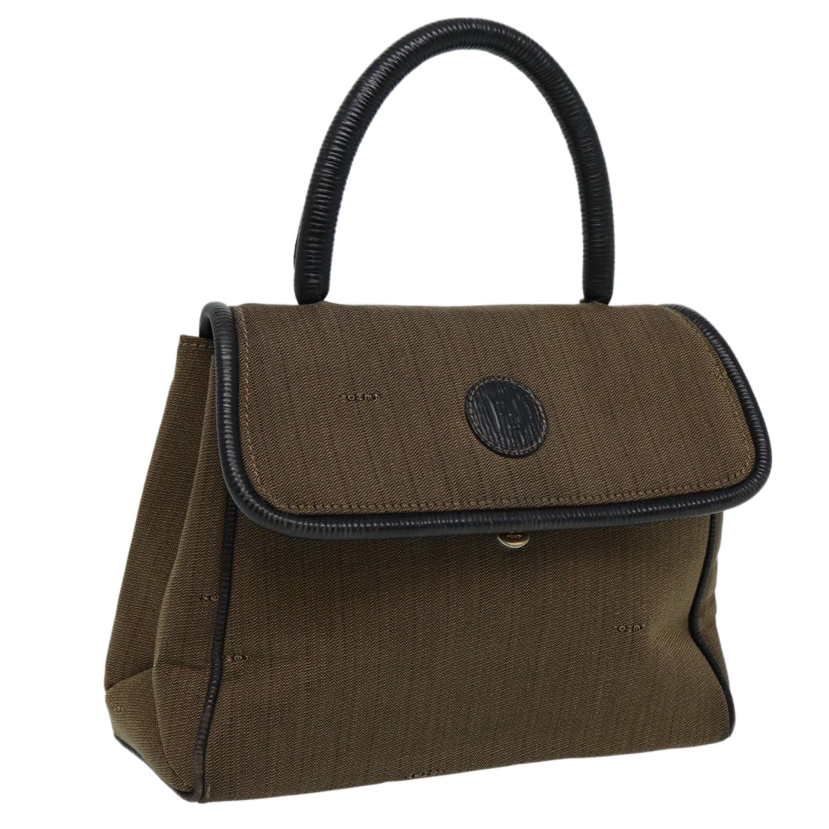 Luxury Fendi Pecan Canvas Hand Bag Brown Black81839
