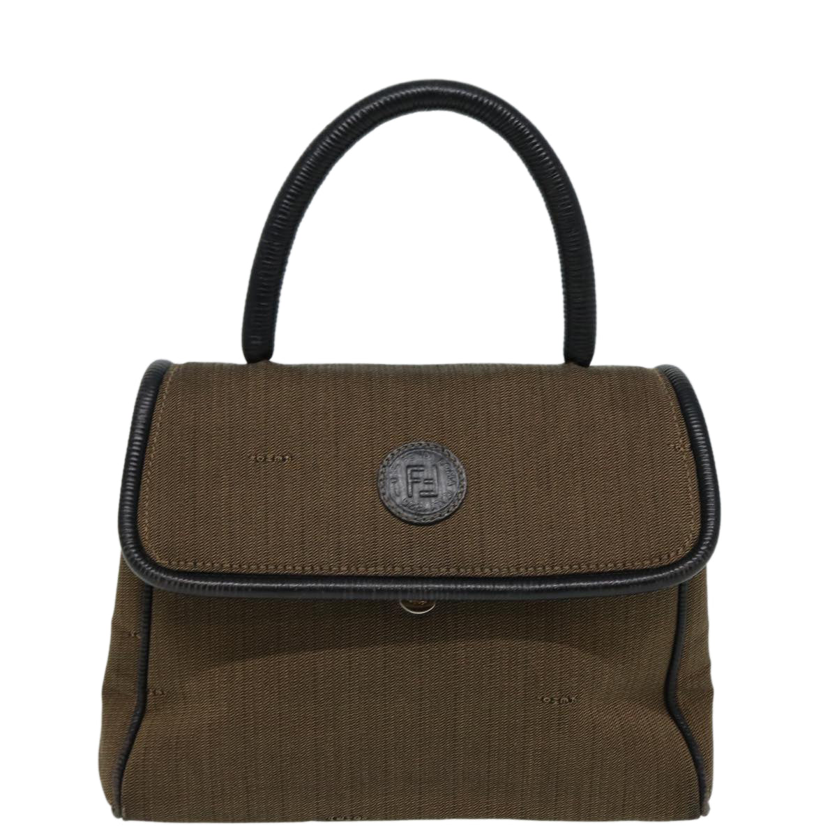 Luxury Fendi Pecan Canvas Hand Bag Brown Black81839