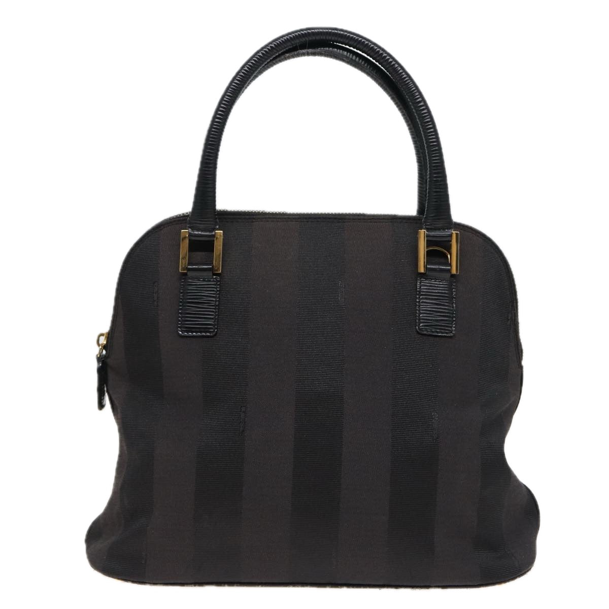 Luxury Fendi Pecan Canvas Hand Bag 2way Black Gray81862