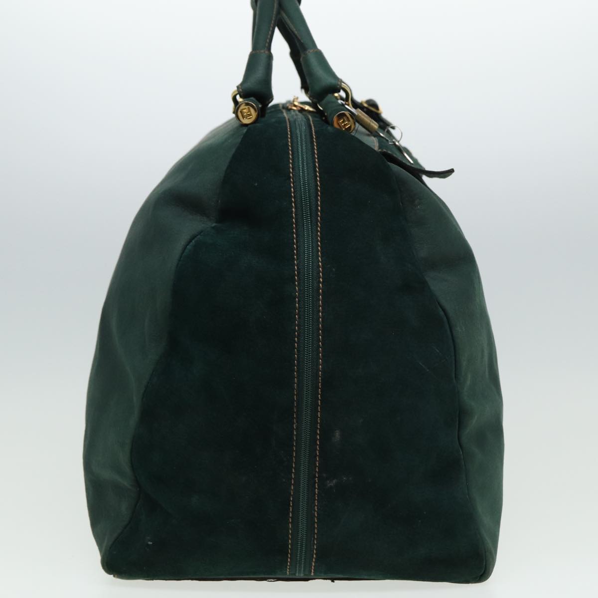 Luxury Fendi Boston Bag Leather Suede Green81893