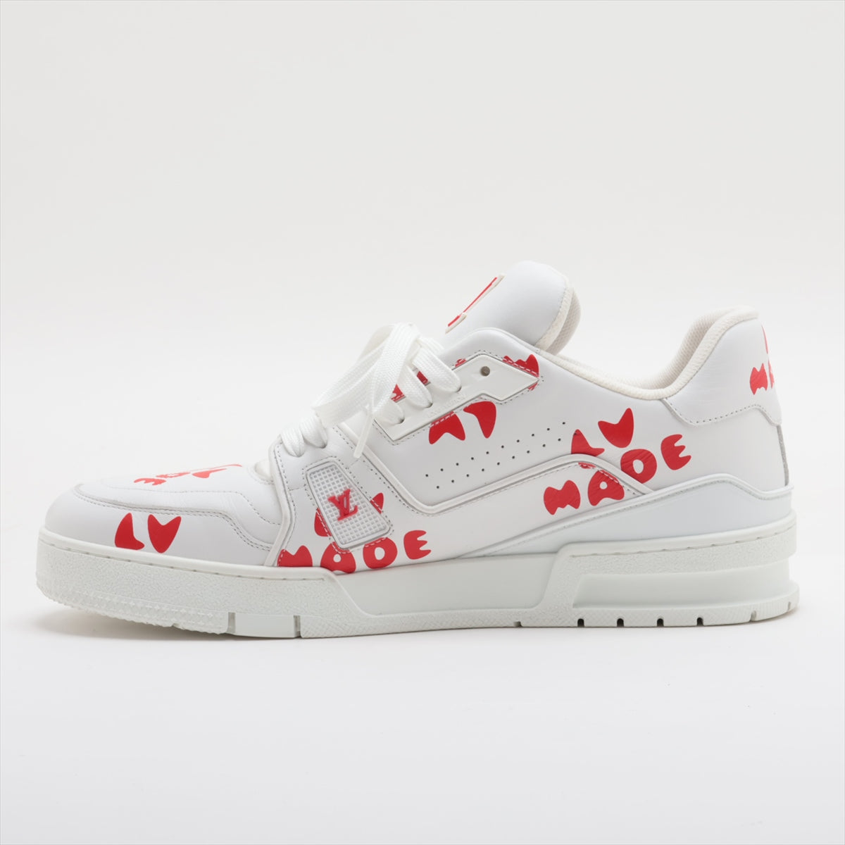 Louis Vuitton x Niger LV Trainer Line 21 Year Leather Sneaker UK8 1/2 Men Red x White FD0291