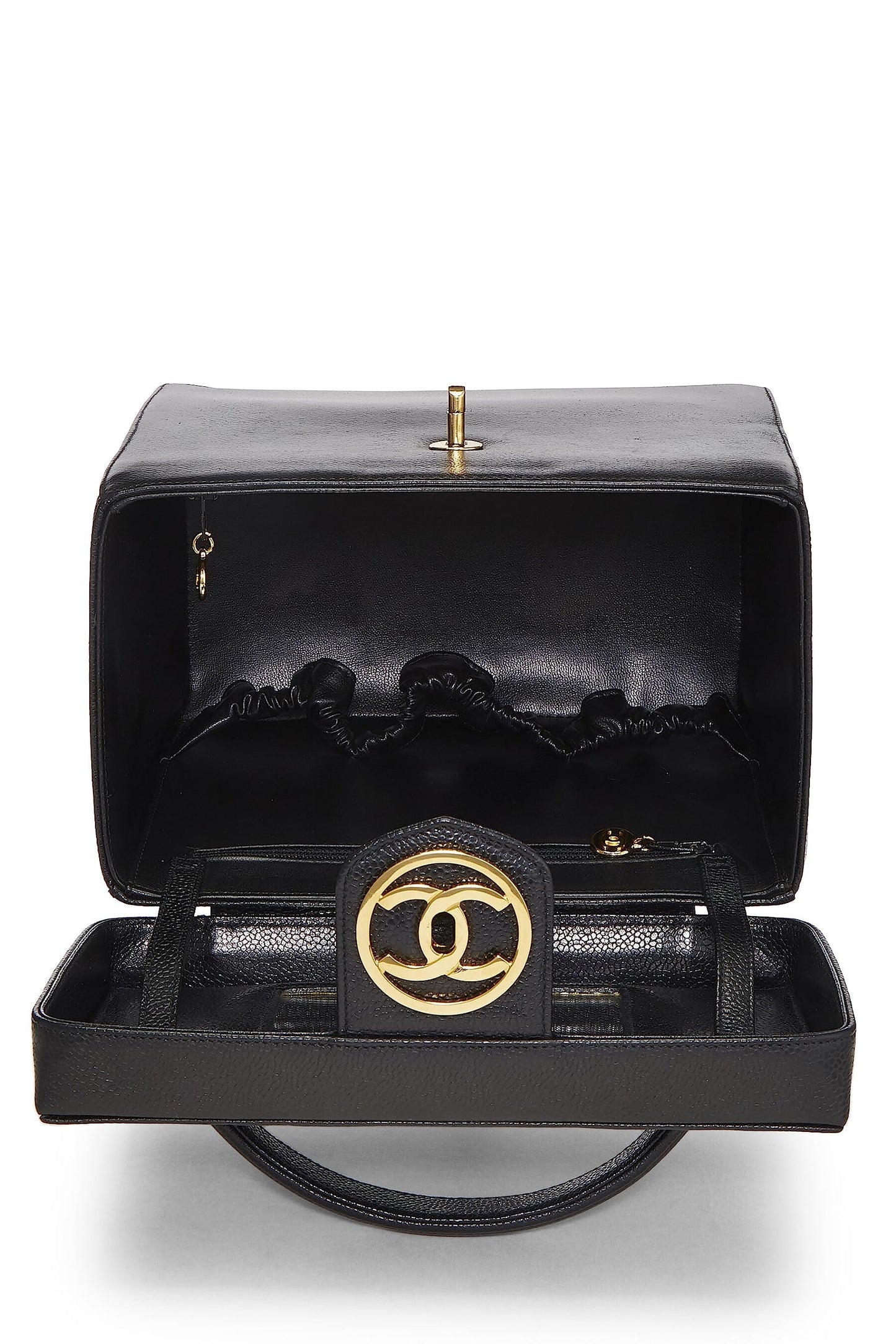 Chanel,  Black Caviar Circle 'CC' Vanity Large, Black