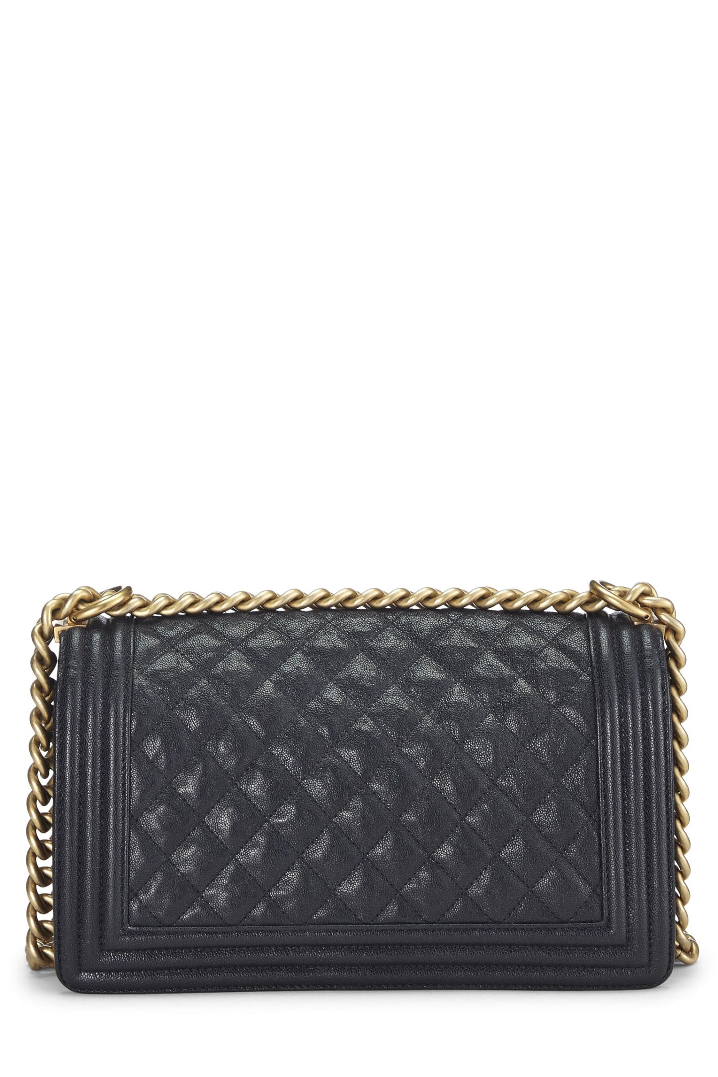 Chanel,  Navy Quilted Caviar Boy Bag Medium, Blue