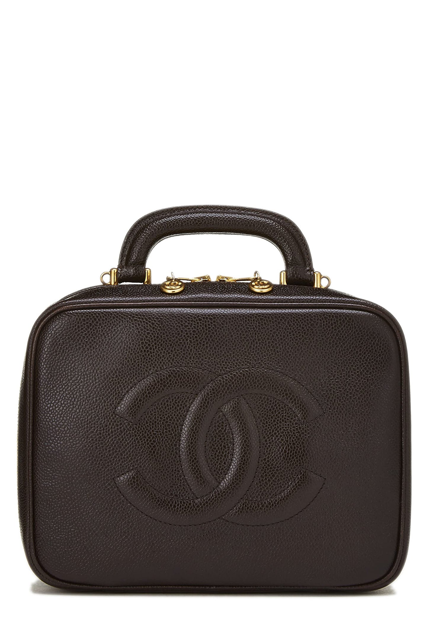 Chanel,  Brown Caviar Lunch Box Vanity, Brown