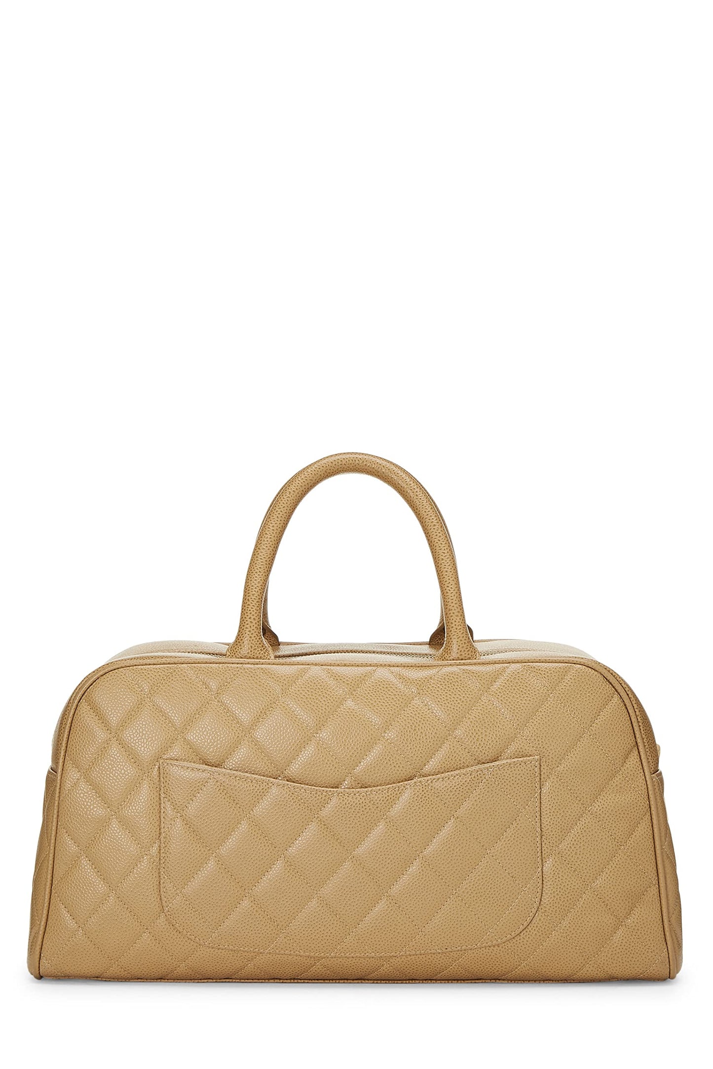 Chanel,  Beige Quilted Caviar Bowler Medium, Beige