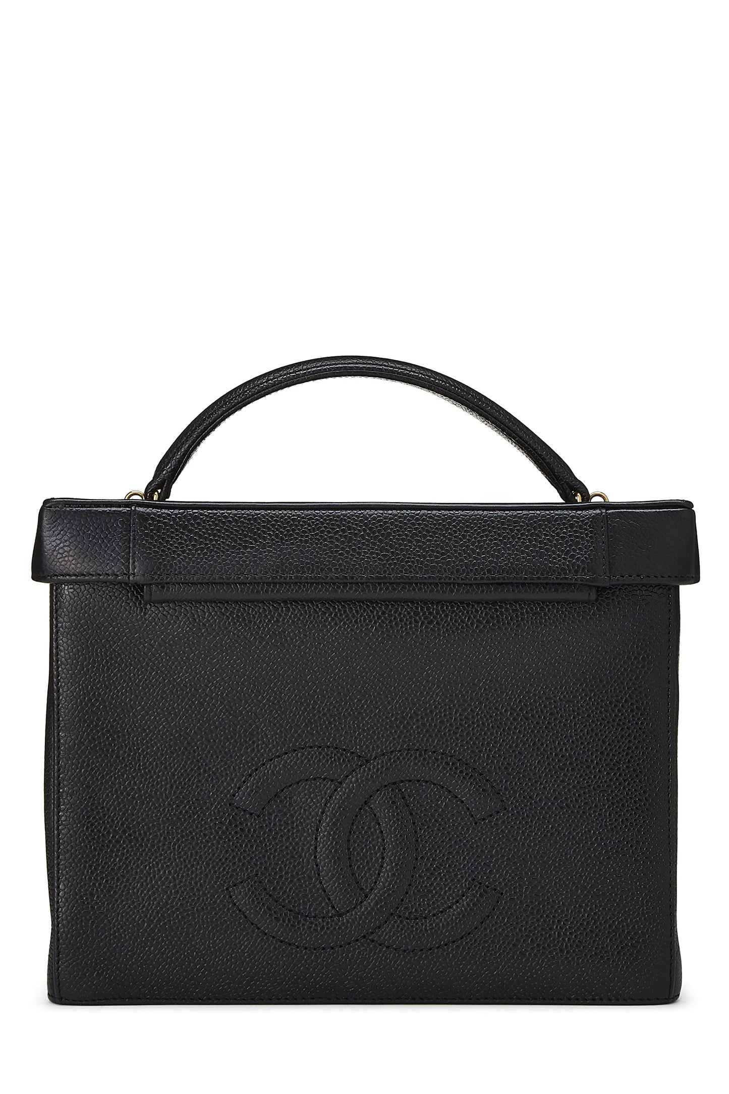 Chanel,  Black Caviar Circle 'CC' Vanity Large, Black
