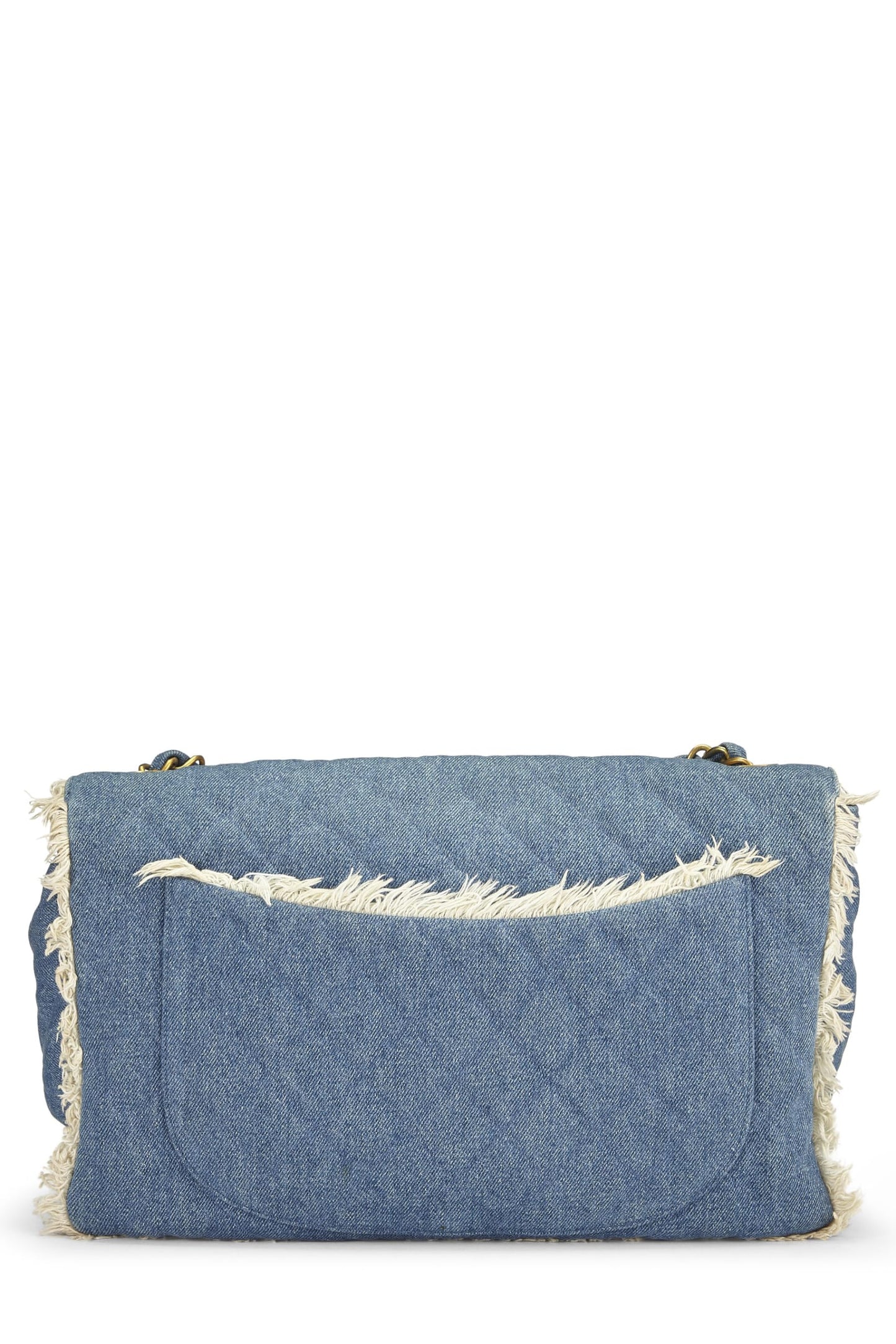 Chanel,  Blue Quilted Denim Half Flap Maxi, Blue