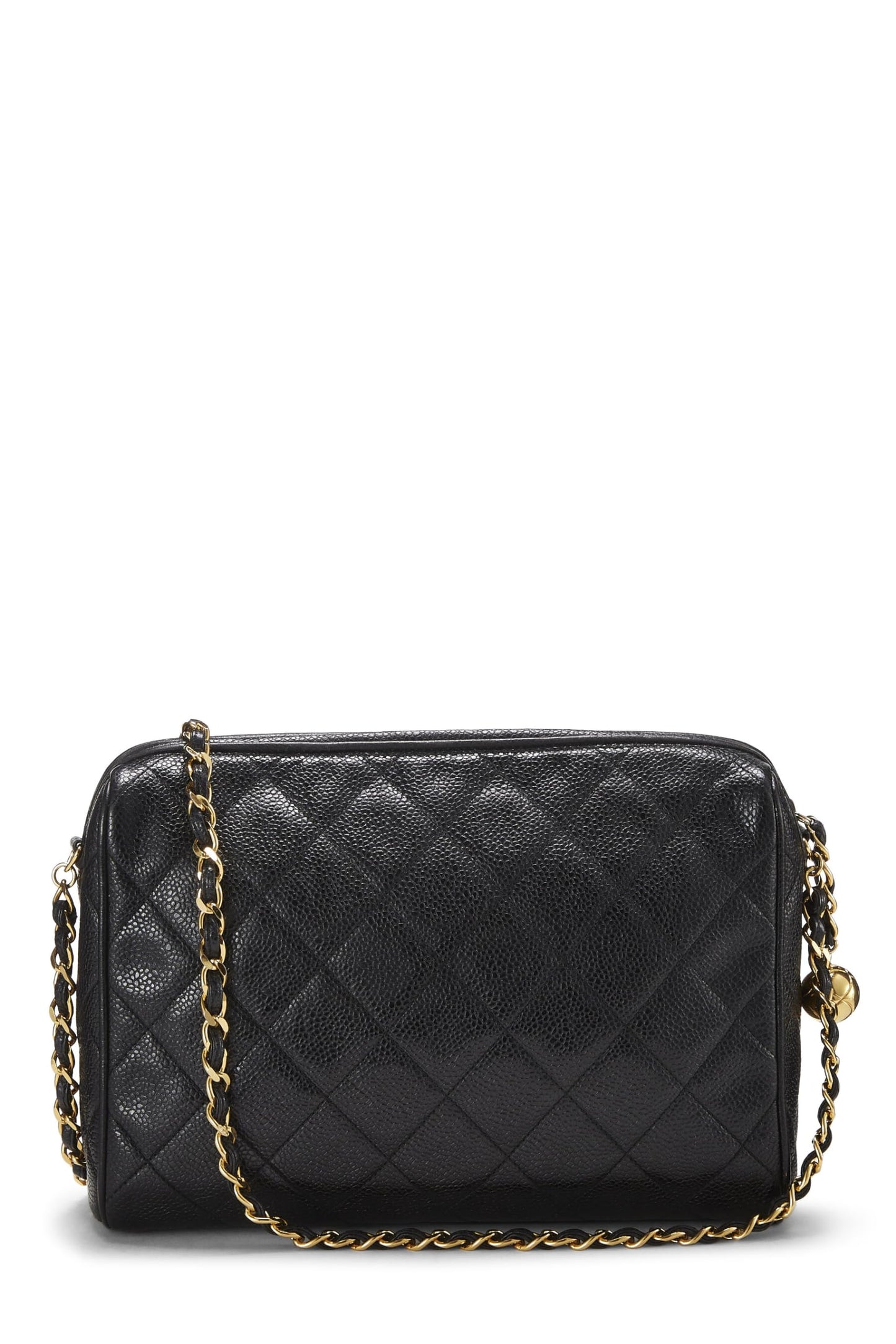 Chanel,  Black Quilted Caviar Pocket Camera Bag Medium, Black