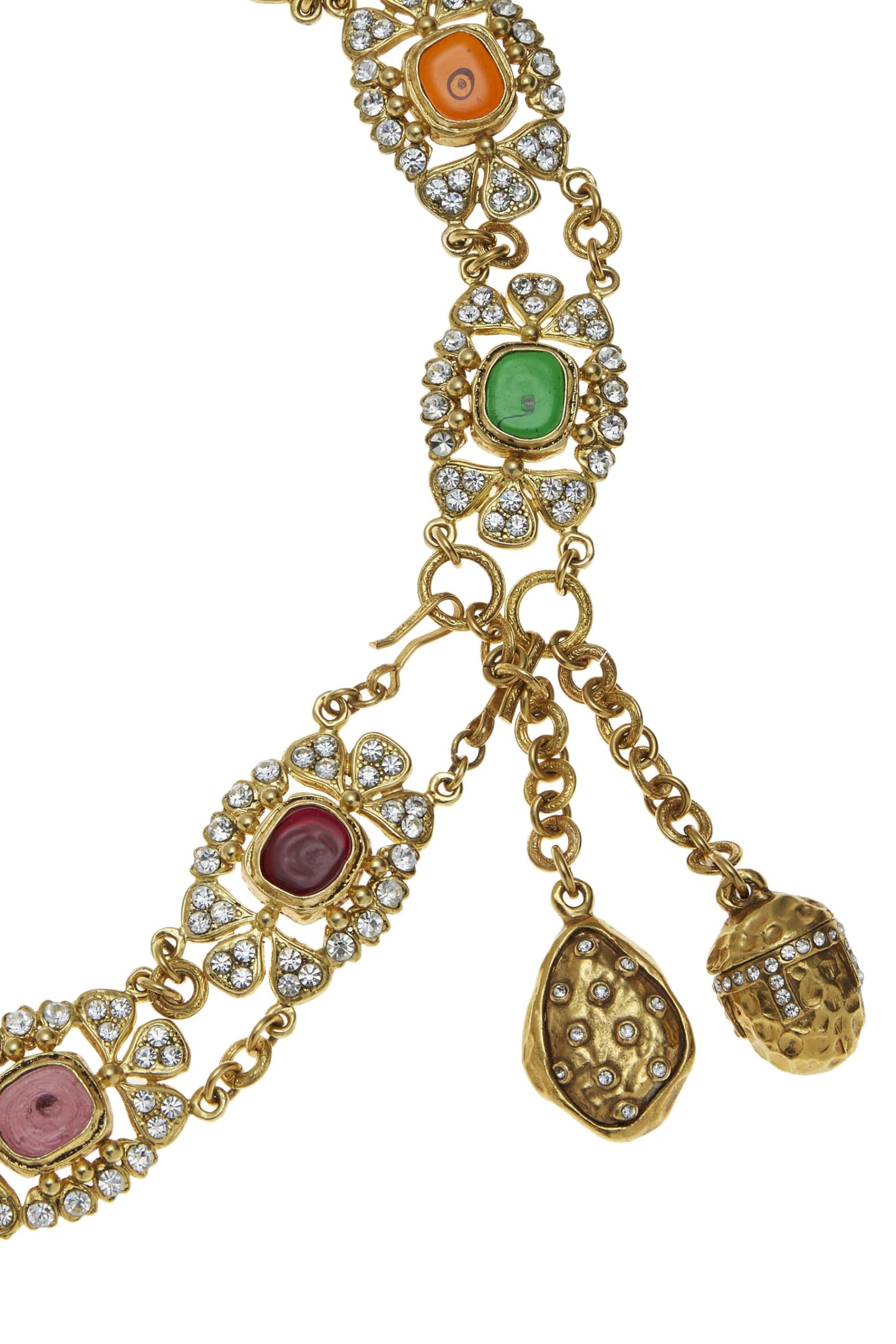 Chanel,  Gold & Multicolor Gripoix Crystal Chain Belt, Multi
