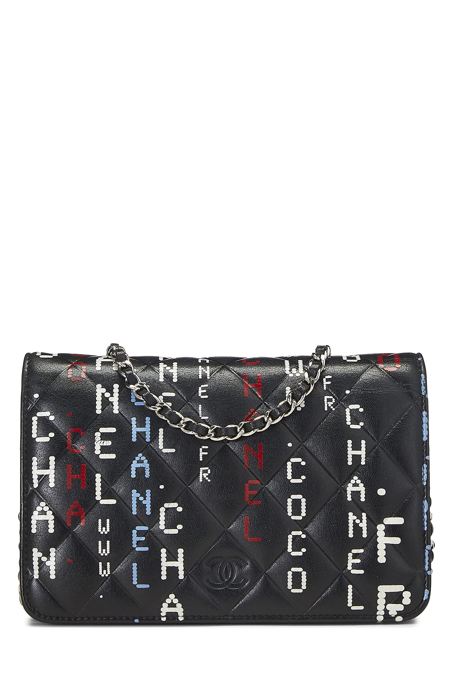 Chanel,  Black & Multicolor Lambskin Data Center Wallet on Chain (WOC), Black