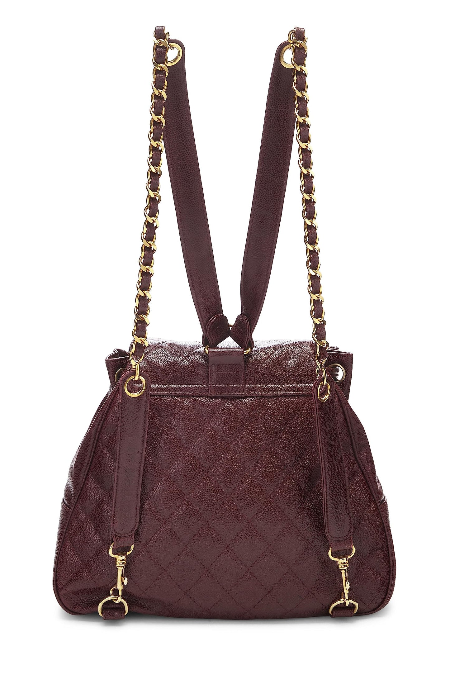Chanel,  Burgundy Quilted Caviar Backpack Large, Burgundy