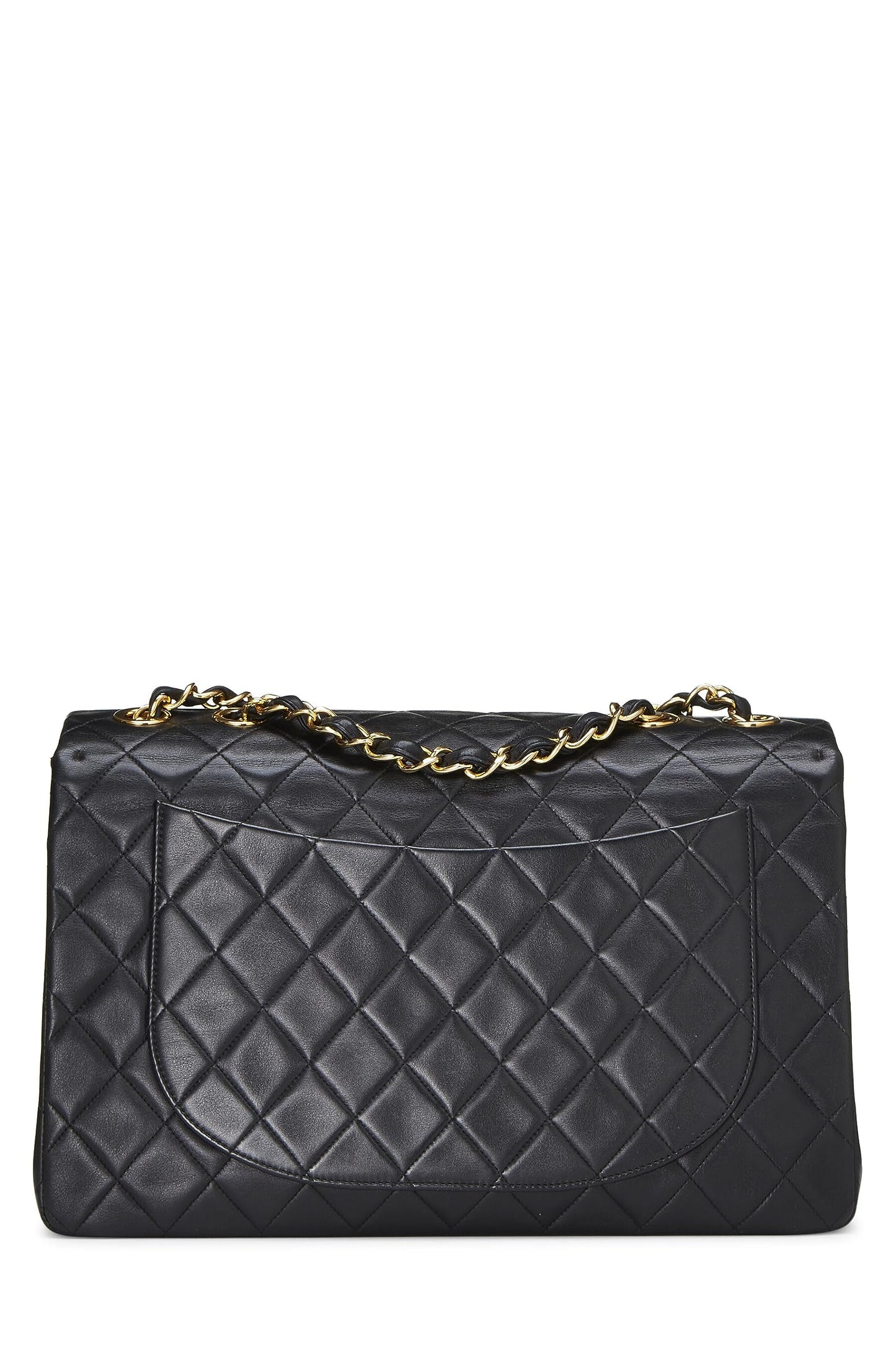 Chanel,  Black Quilted Lambskin Half Flap Maxi, Black