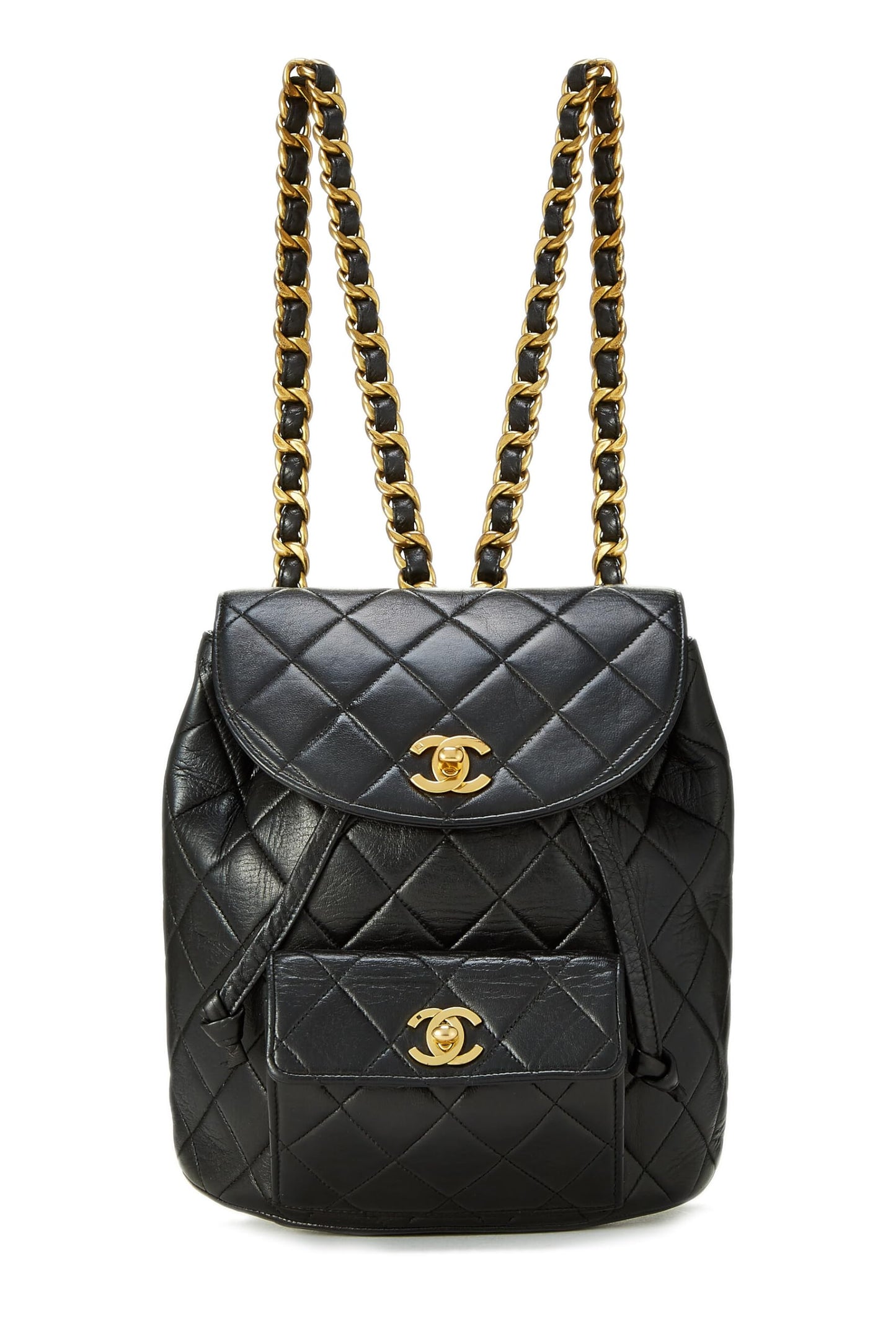 Chanel,  Black Quilted Lambskin 'CC' Classic Backpack Medium, Black