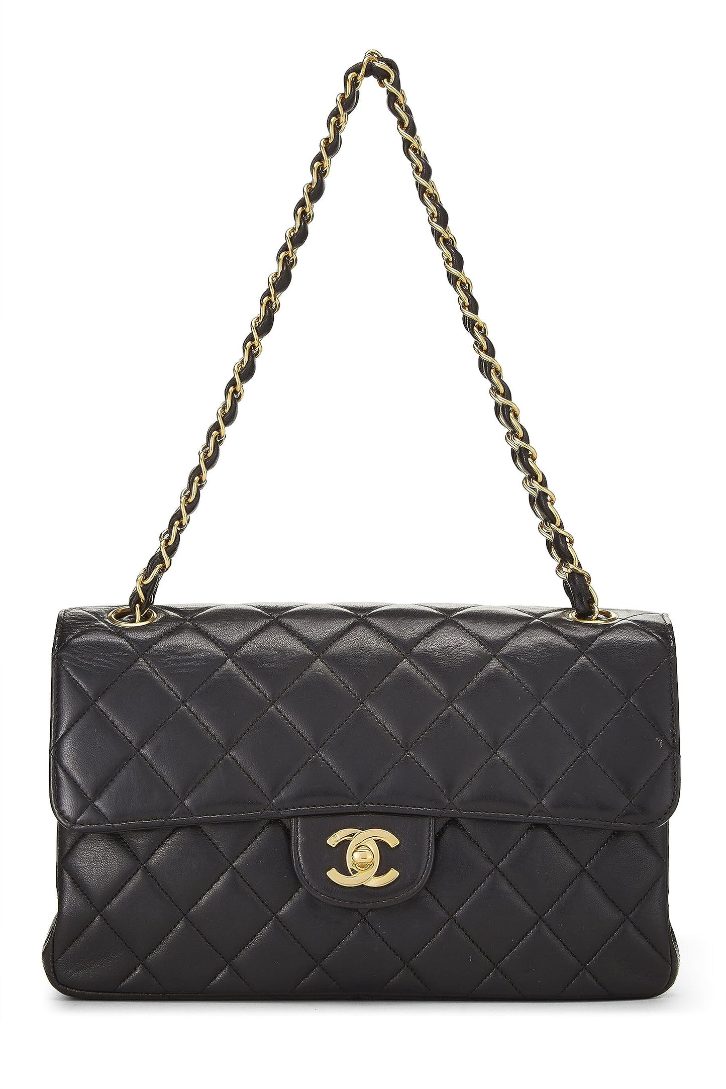 Chanel,  Black Quilted Lambskin Double Sided Classic Flap Medium, Black