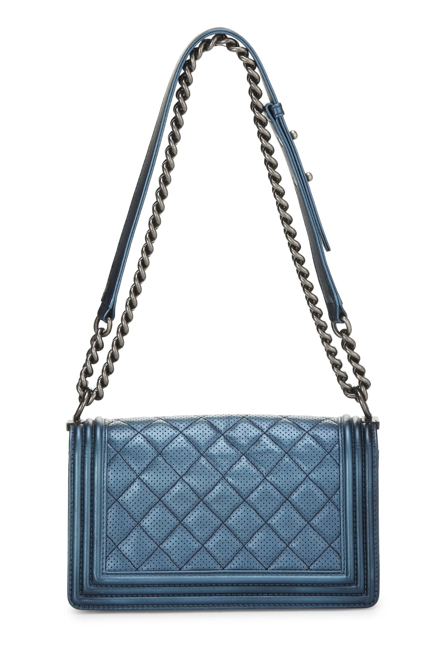 Chanel,  Iridescent Navy Perforated Boy Bag Medium, Navy