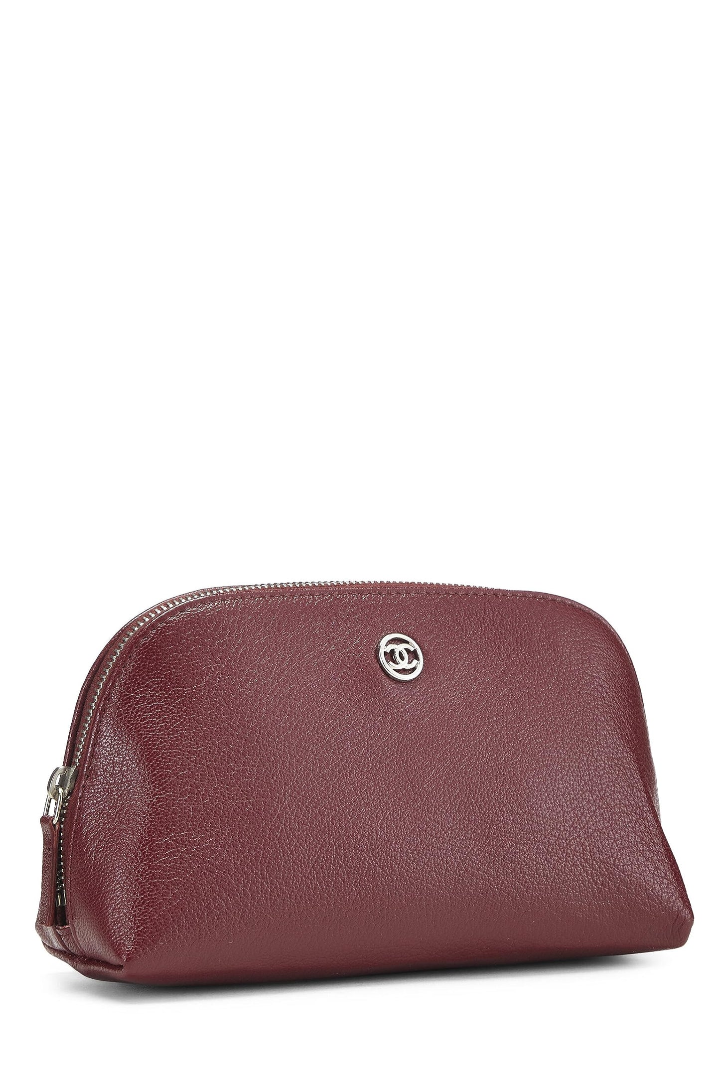 Chanel,  Burgundy Calfskin Cosmetic Pouch, Burgundy