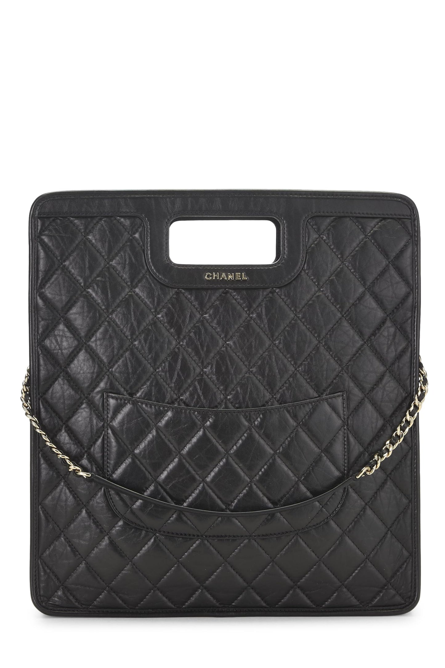 Chanel,  Black Calfskin Charms Shopping Bag Large, Black