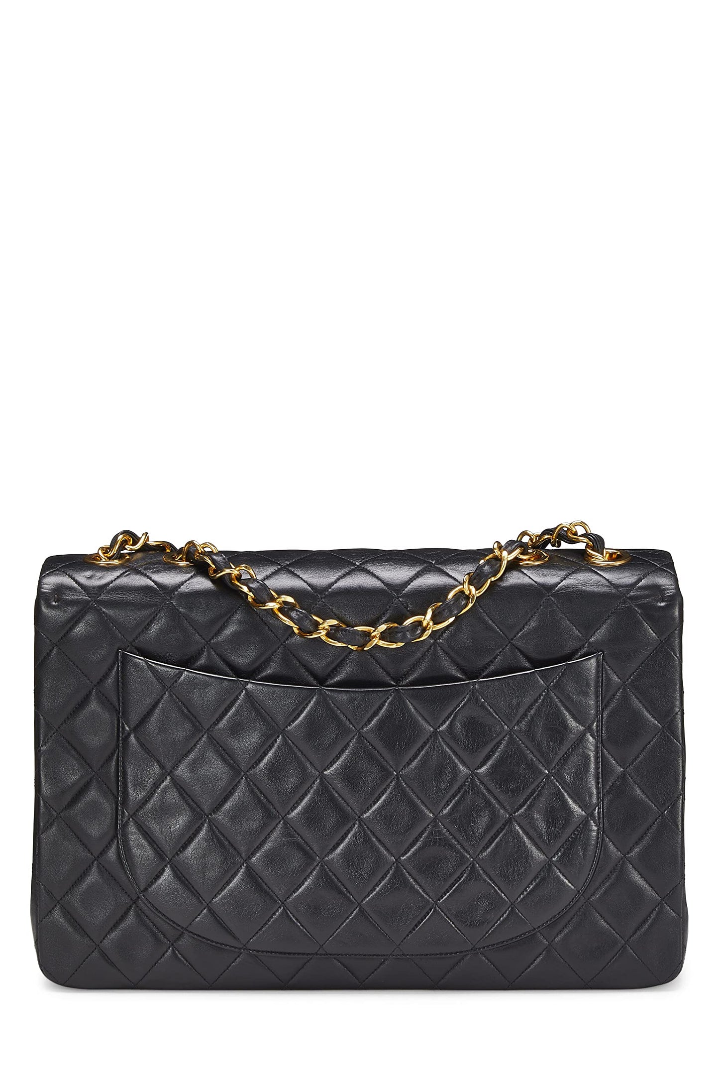 Chanel,  Black Quilted Lambskin Half Flap Maxi, Black