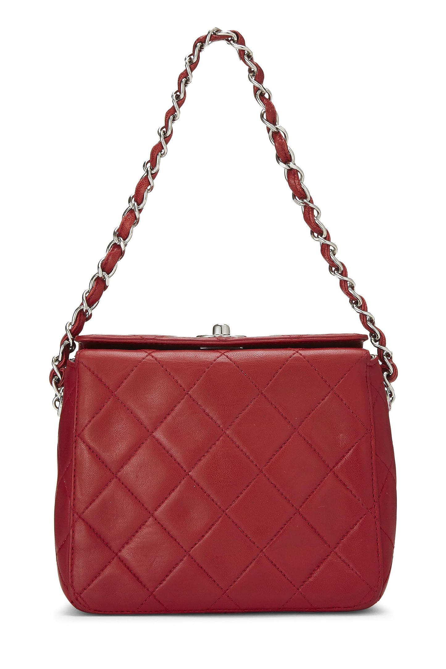 Chanel,  Red Quilted Lambskin Handbag Mini, Red