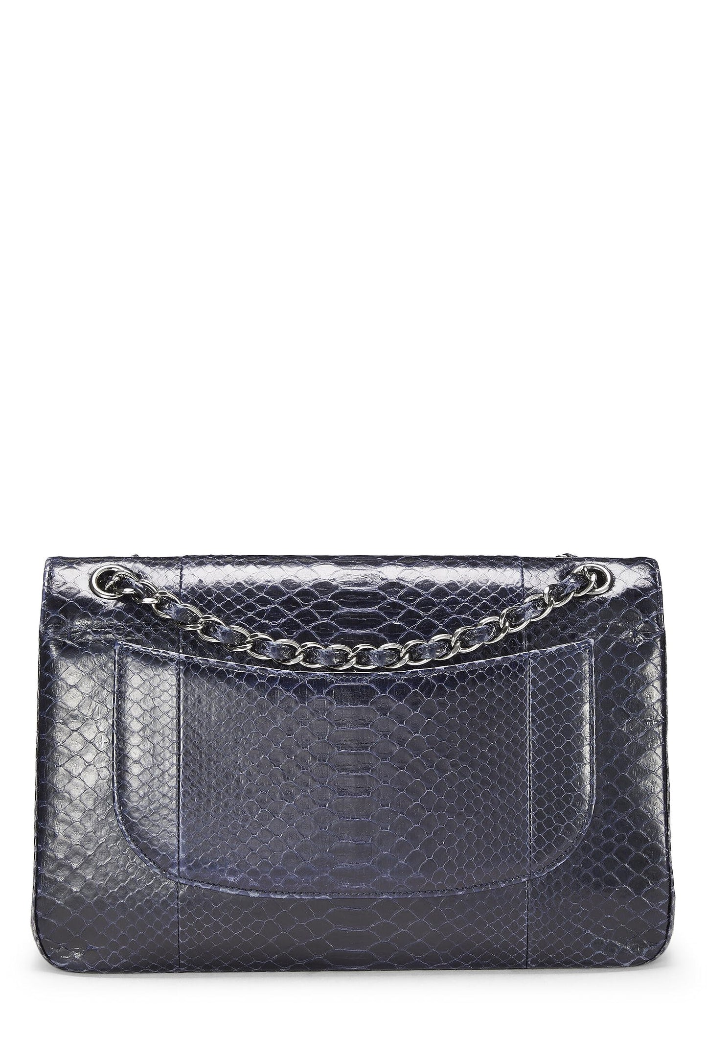 Chanel,  Navy Python New Classic Double Flap Jumbo, Navy