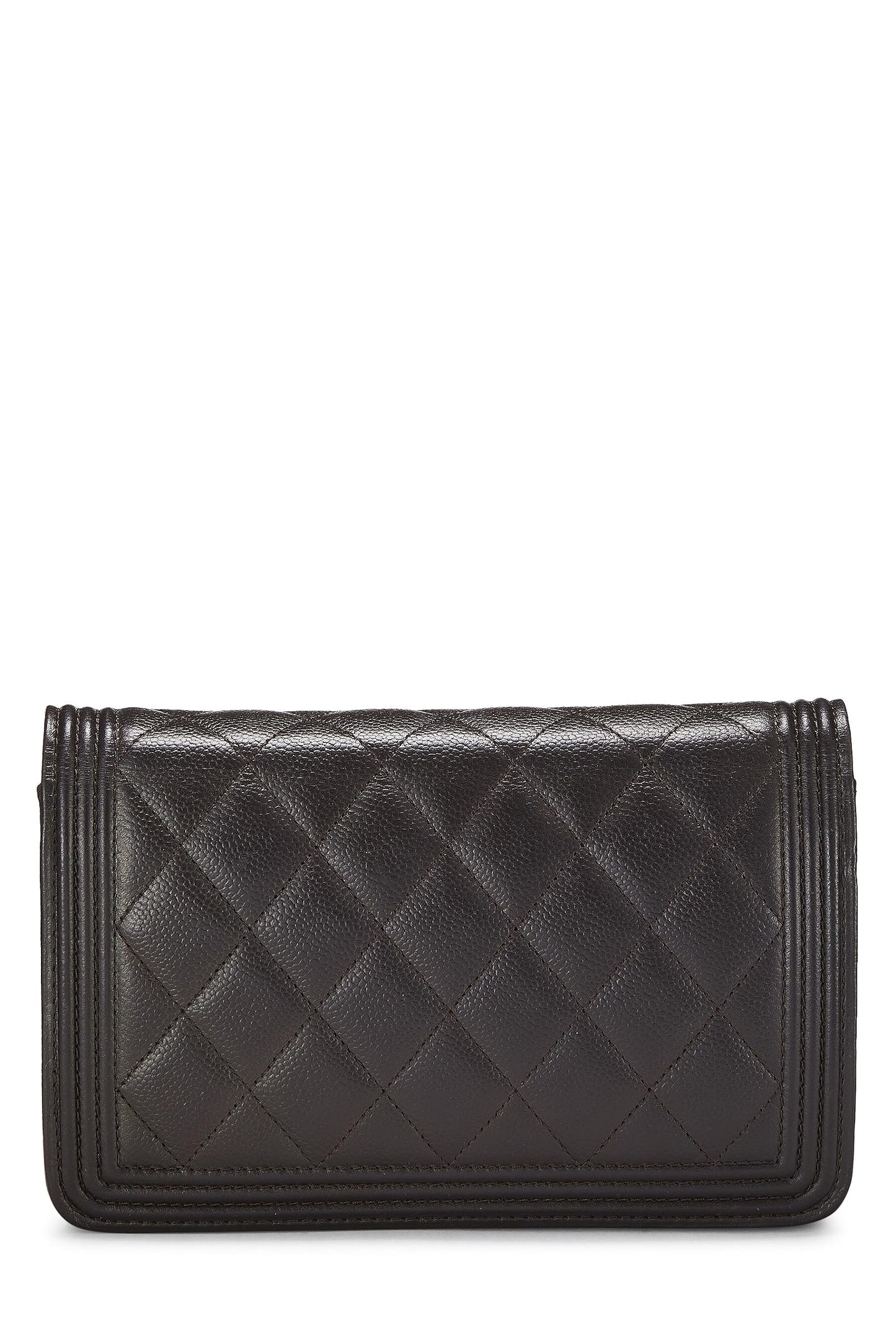 Chanel,  Brown Quilted Caviar Boy Wallet on Chain (WOC), Brown