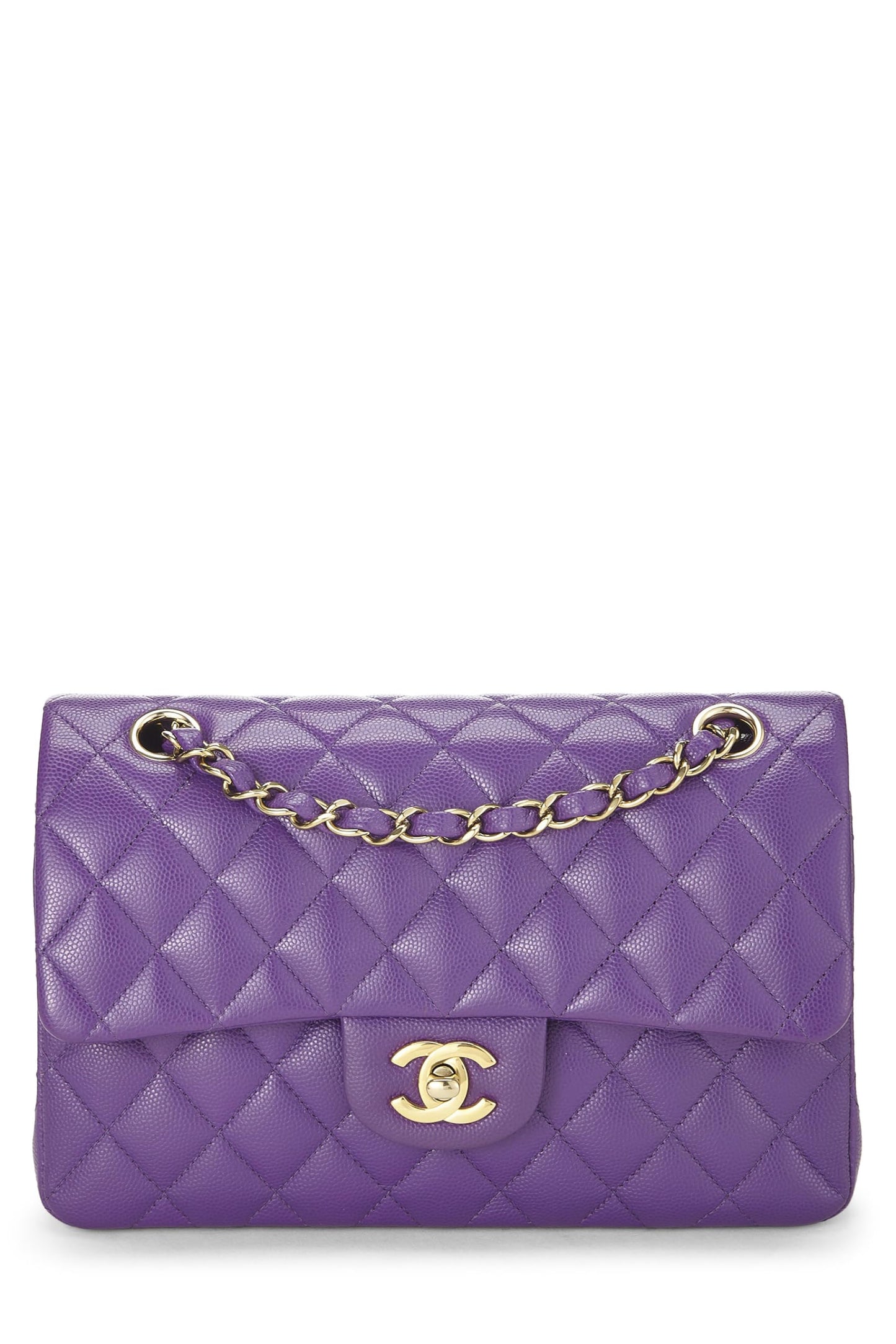 Chanel,  Purple Quilted Caviar Classic Double Flap Small, Purple