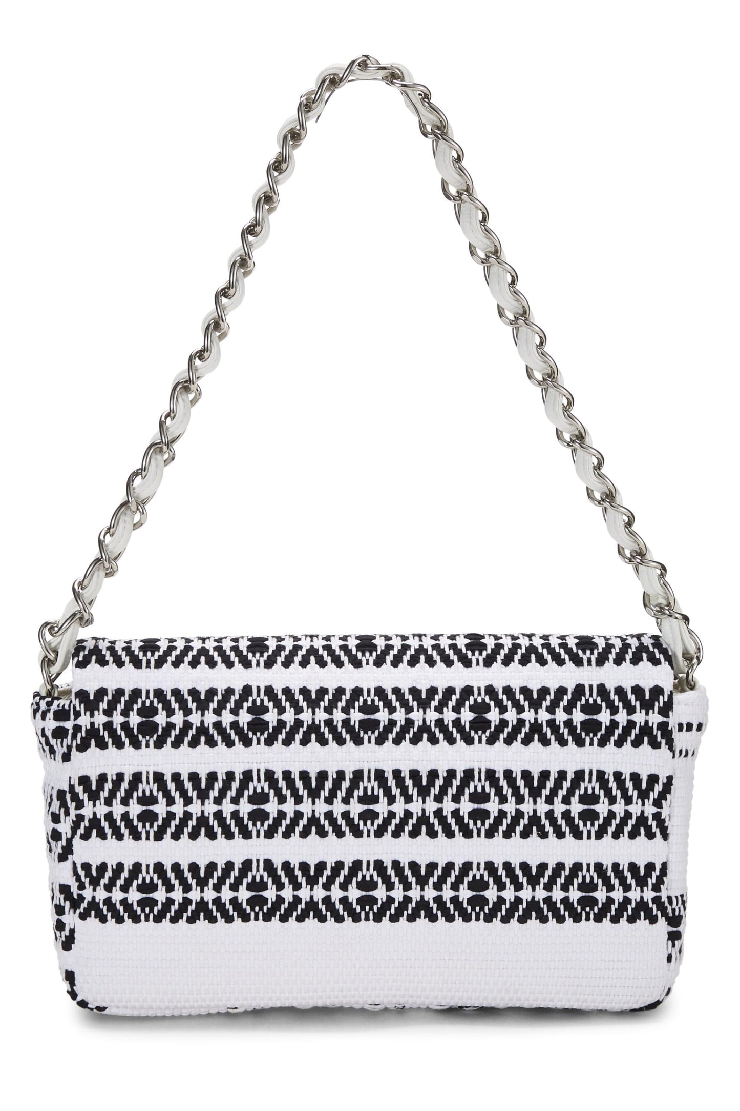 Chanel,  White Woven Half Flap Medium, White