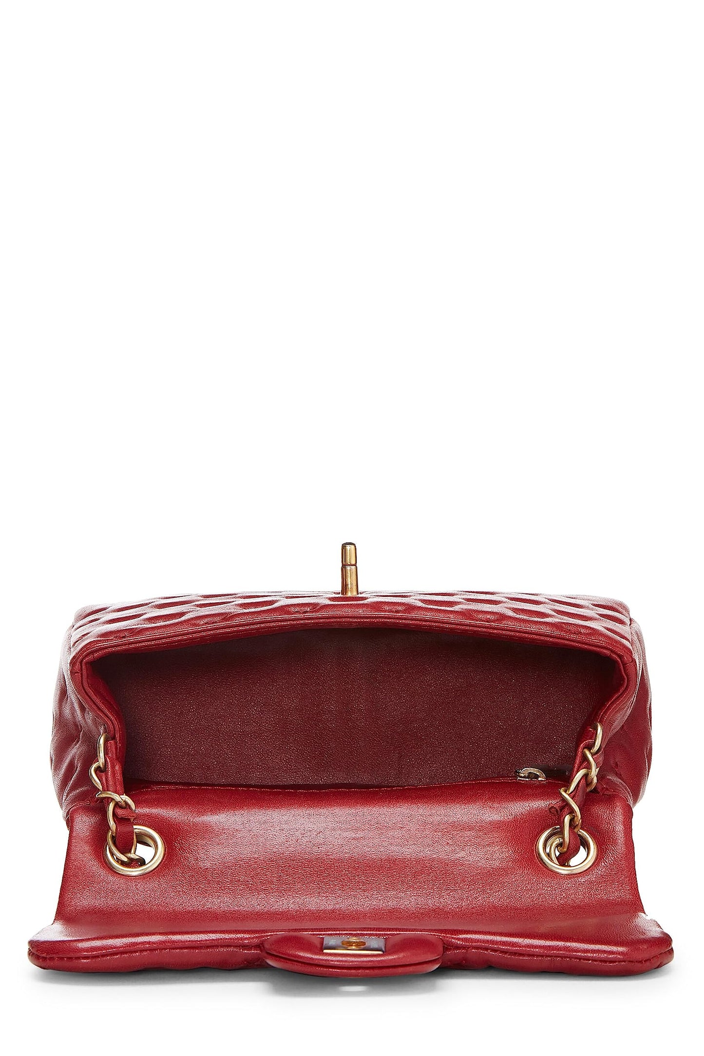 Chanel,  Red Cross Stitch Lambskin Coco Handle Bag Mini, Red