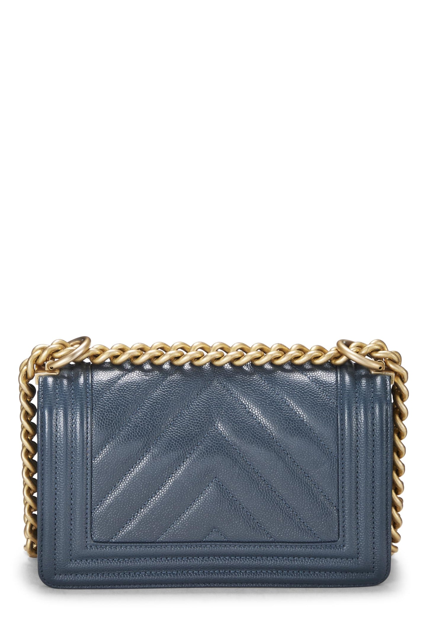 Chanel,  Blue Chevron Caviar Boy Bag Small, Blue