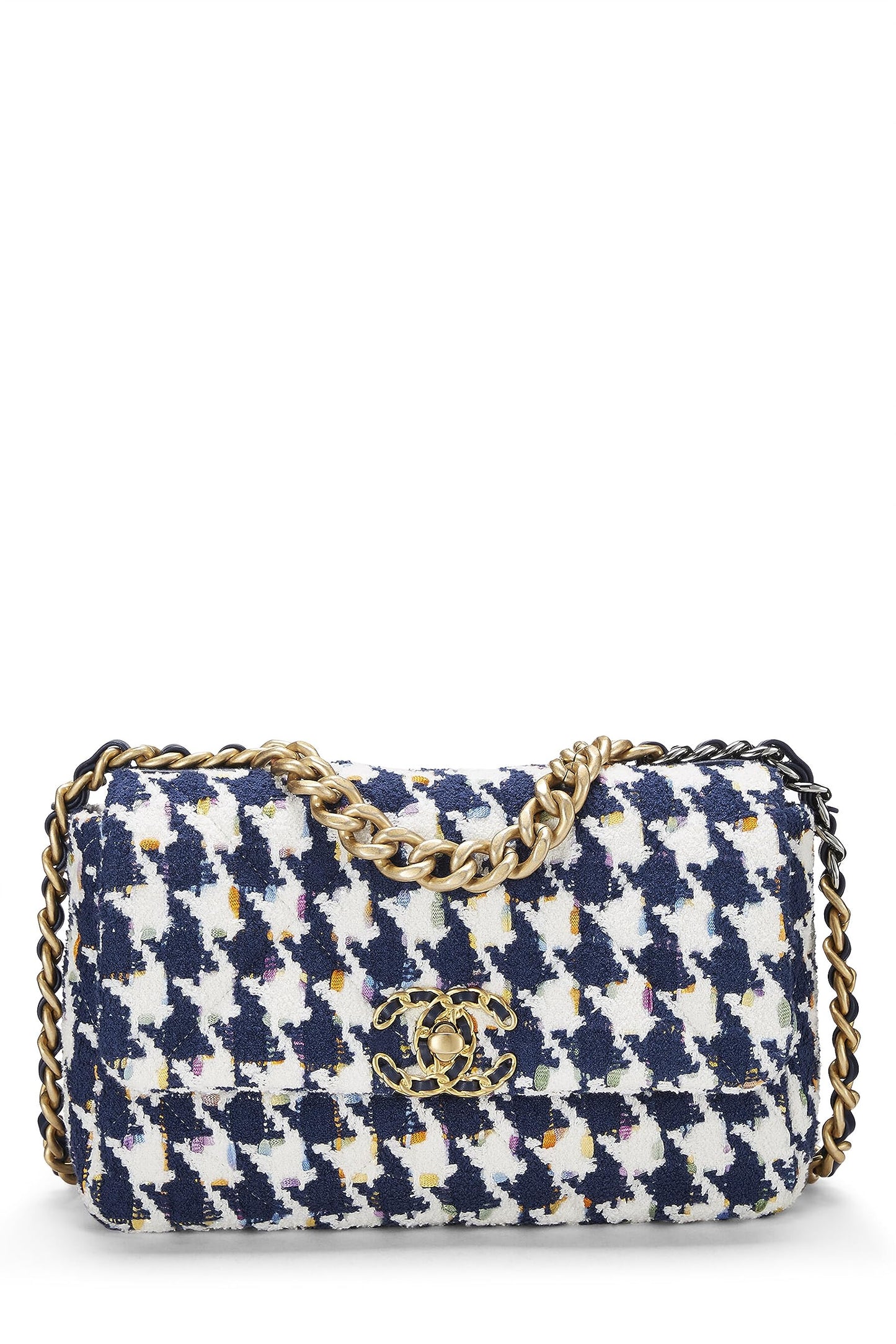Chanel,  Blue & Multicolor Quilted Tweed 19 Flap Bag Medium, Multi