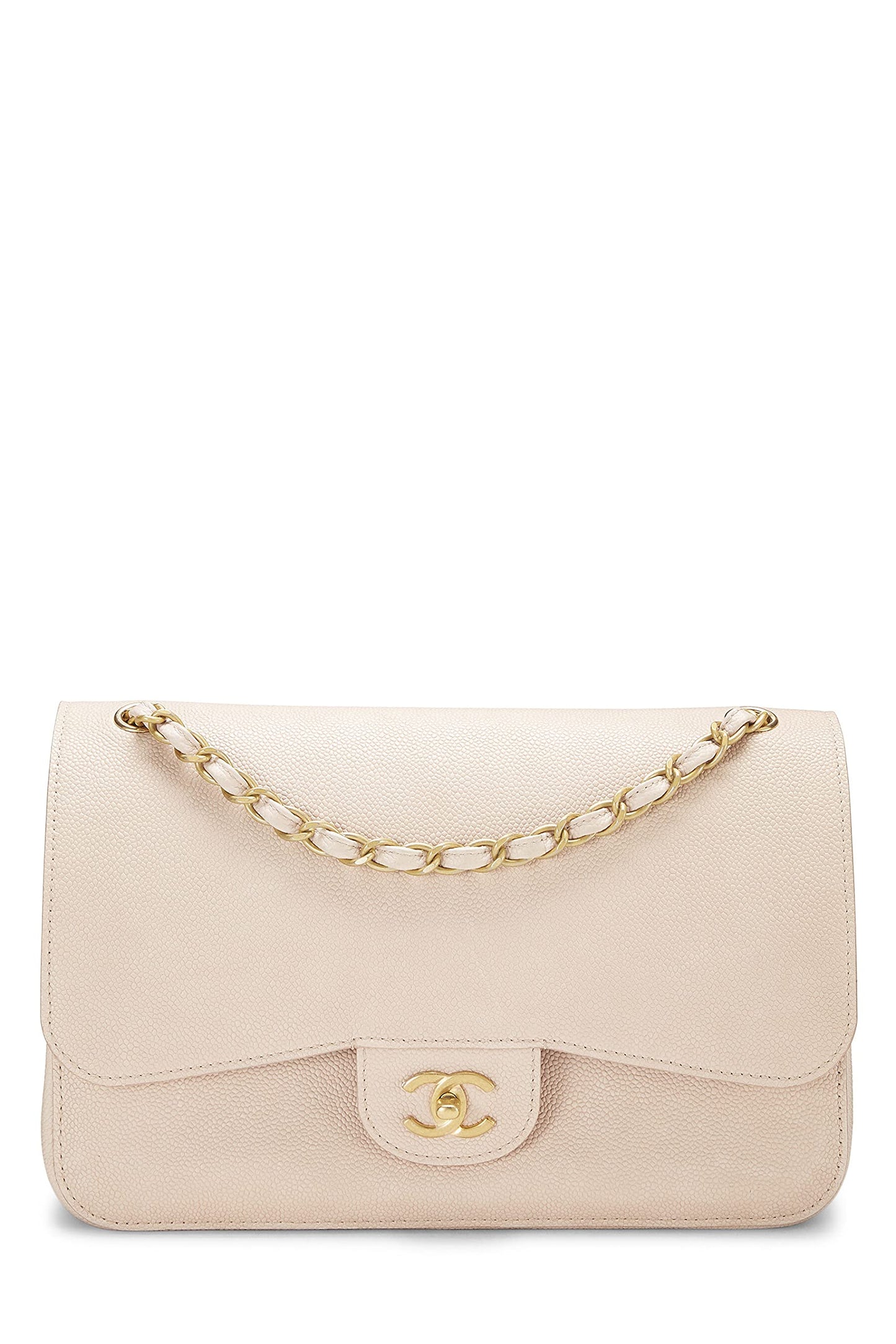 Chanel,  Pink Caviar Pure Double Flap Jumbo, Pink