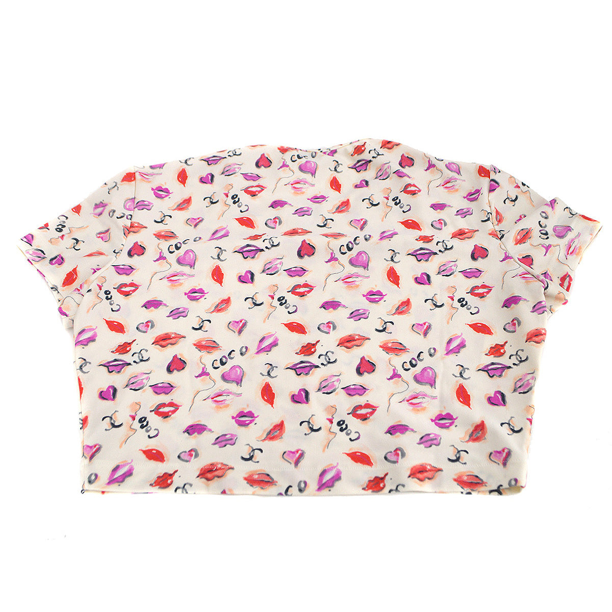 Luxury Chanel lipstick-print cropped T-shirt #42