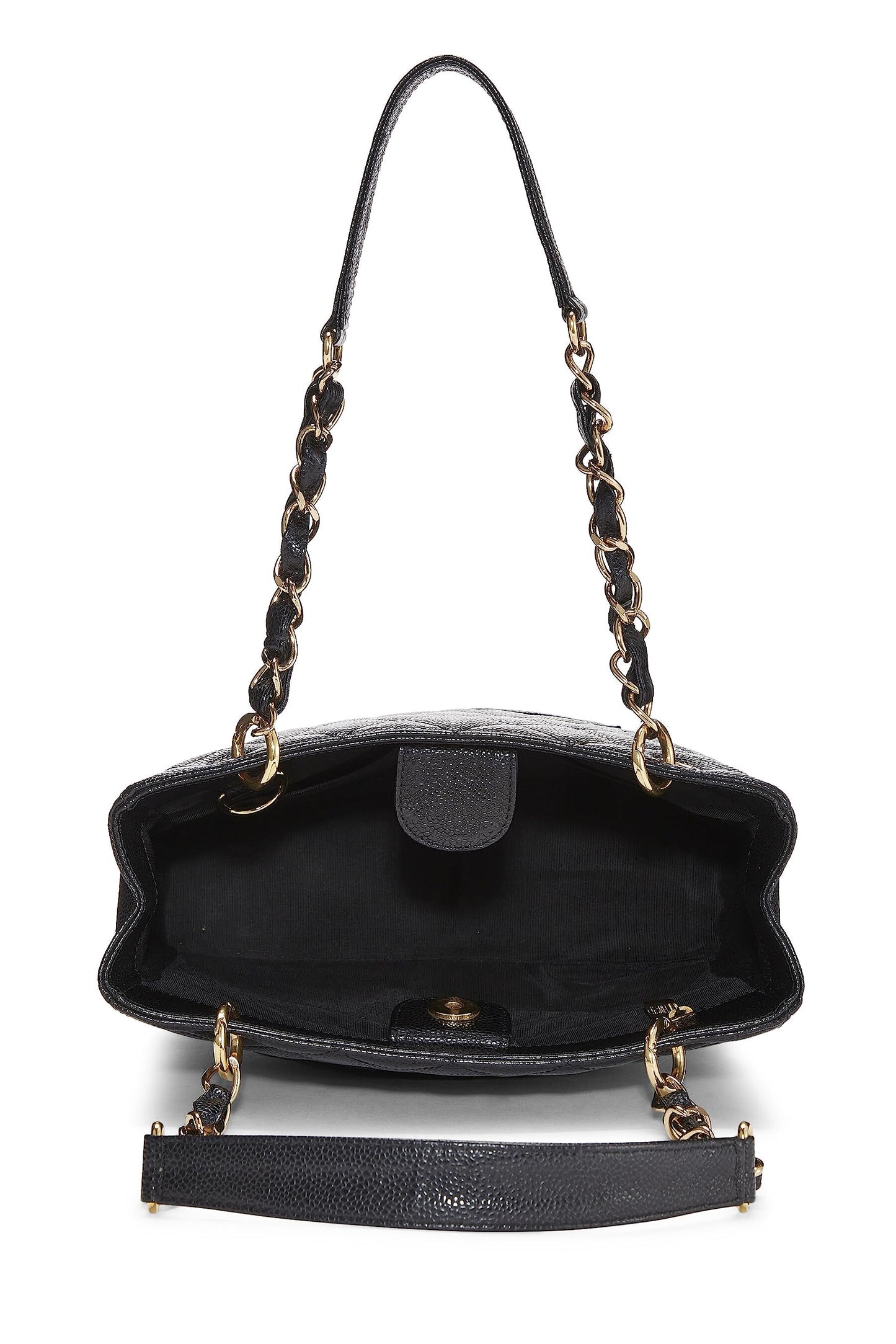 Chanel,  Black Quilted Caviar Petite Shopping Tote (PST), Black