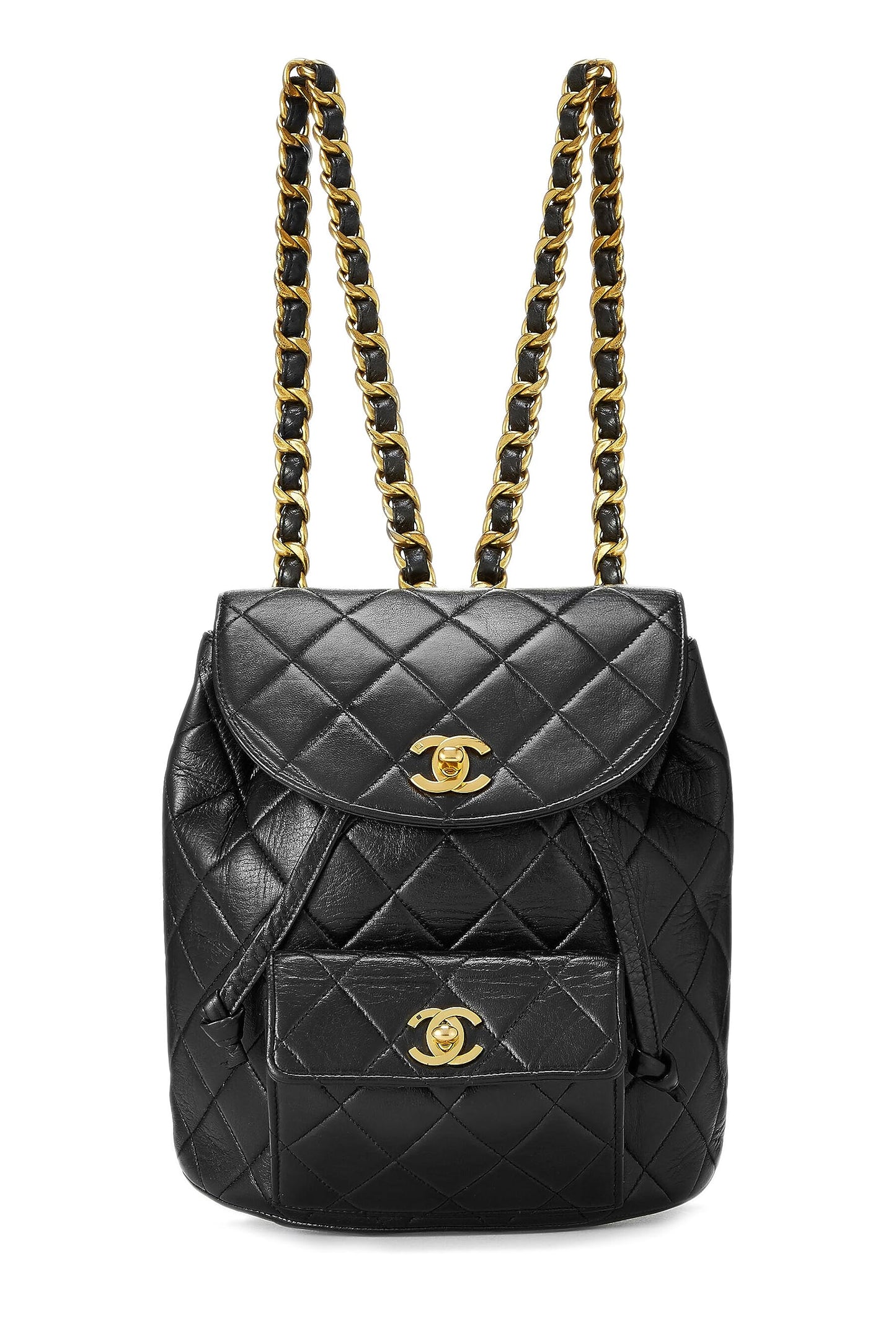 Chanel,  Black Quilted Lambskin 'CC' Classic Backpack Medium, Black