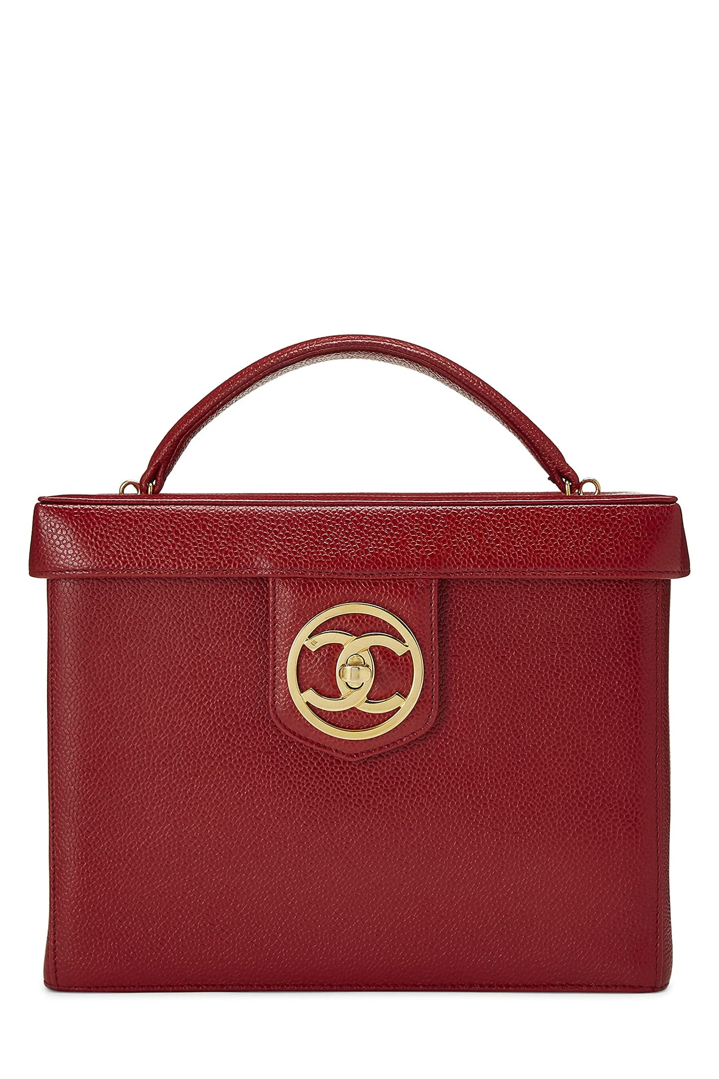 Chanel,  Red Caviar Circle 'CC' Vanity Large, Red