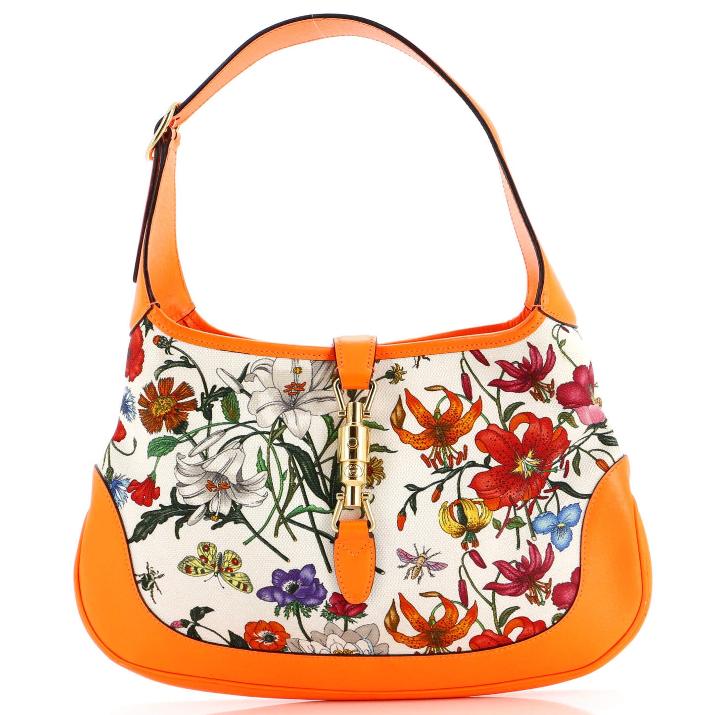 Luxury Gucci Trending 2025 Jackie Hobo Flora Canvas with Leather Medium