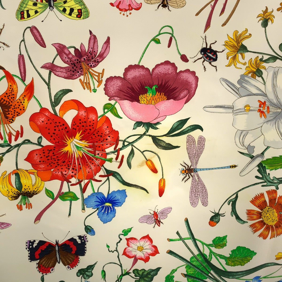 Gucci Flora Silk Scarf Navy Multicolor