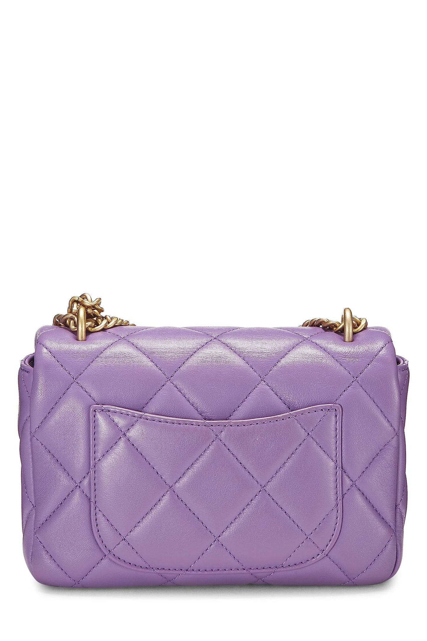 Chanel,  Purple Lambskin Pending CC Square Flap Mini, Purple