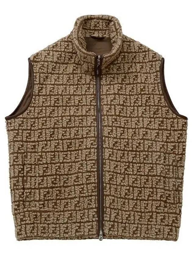 Luxury Fendi All Over FF Motif High Neck Vest Brown