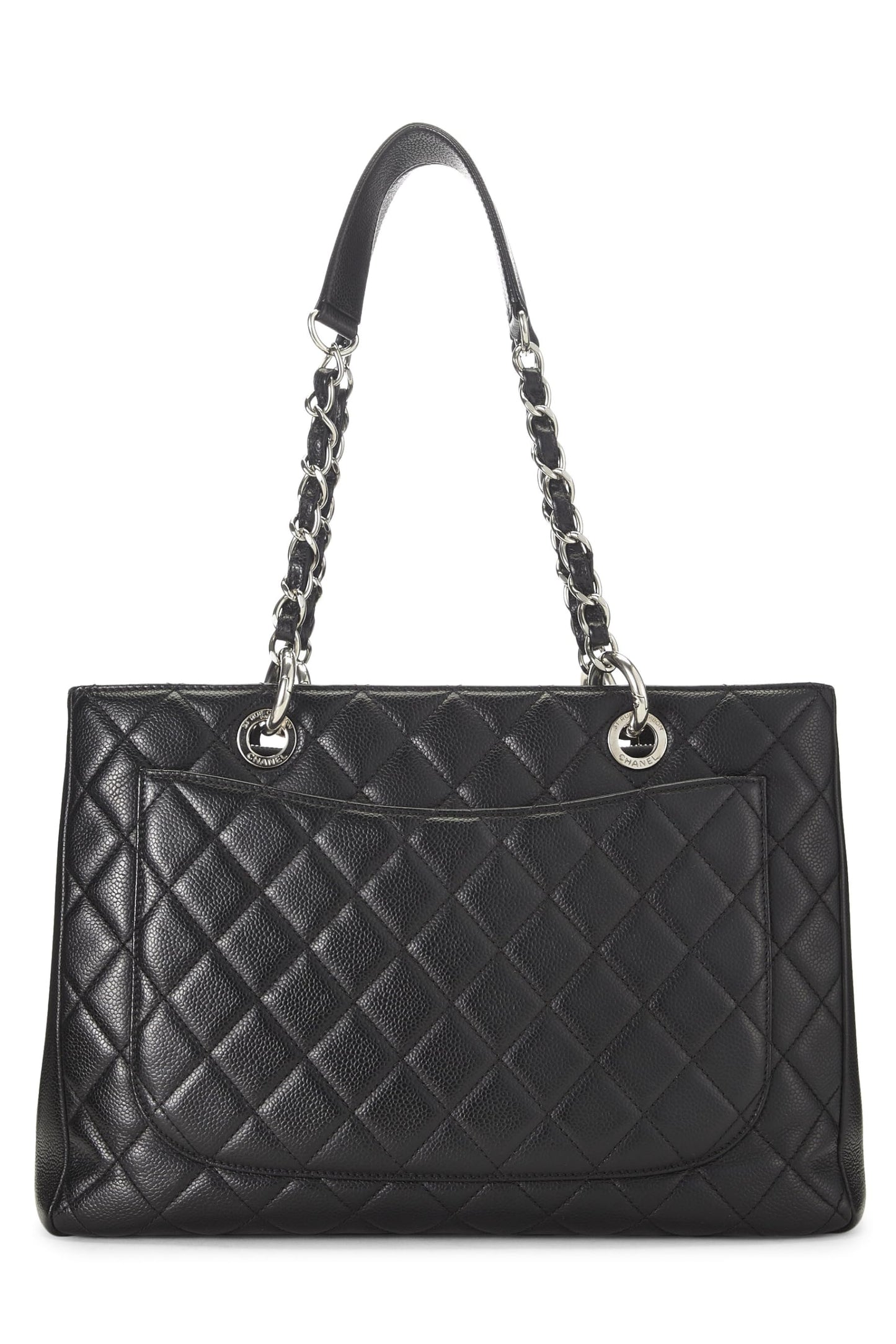 Chanel,  Black Quilted Caviar Grand Shopping Tote (GST), Black