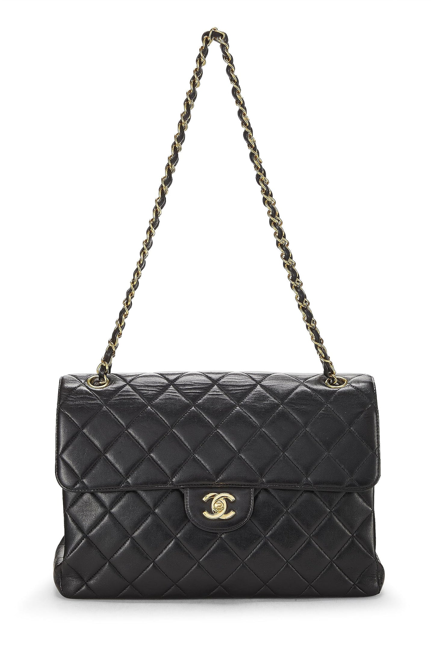 Chanel,  Black Quilted Lambskin Double Sided Classic Flap Jumbo, Black