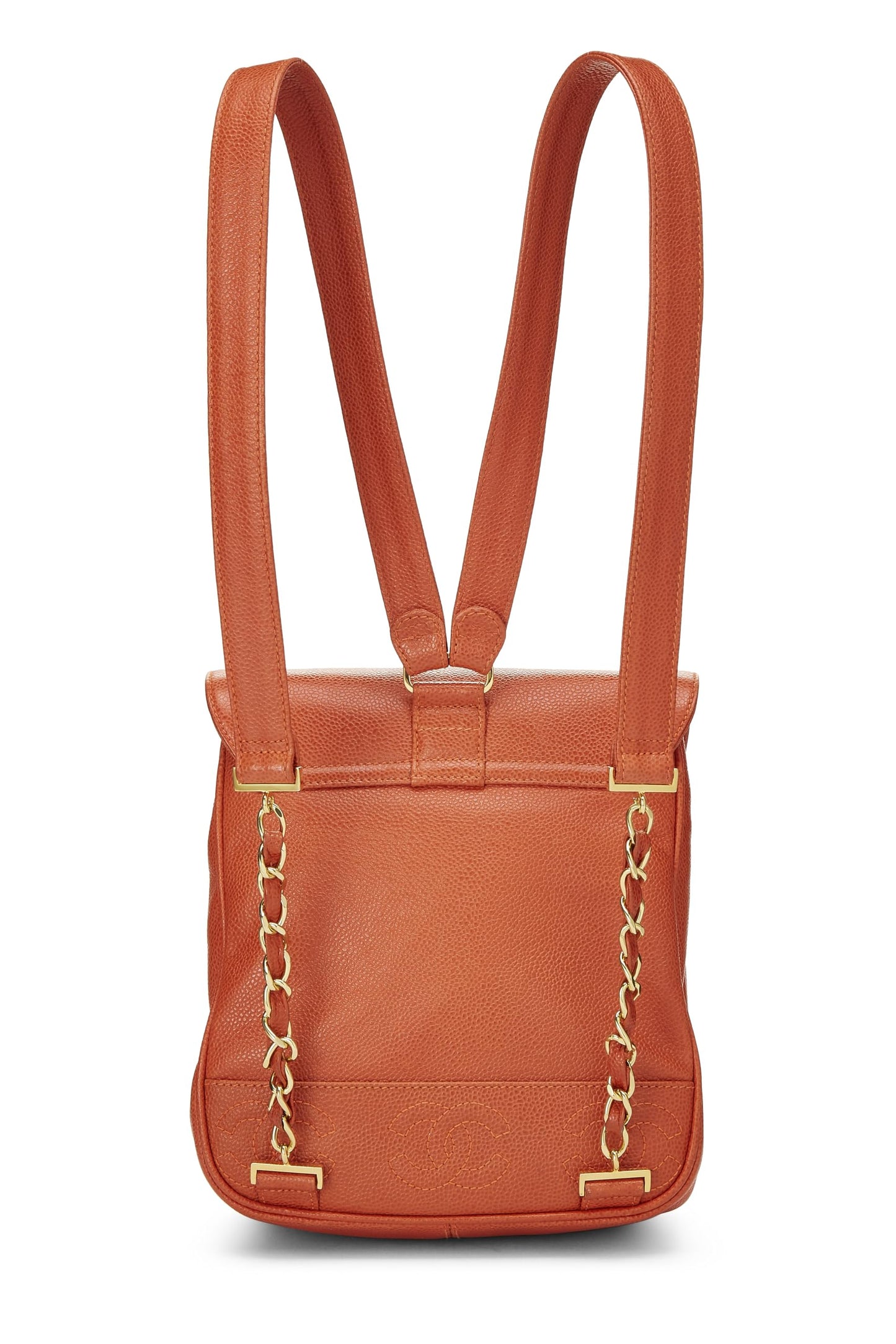 Chanel,  Orange Caviar 3 'CC' Backpack Small, Orange