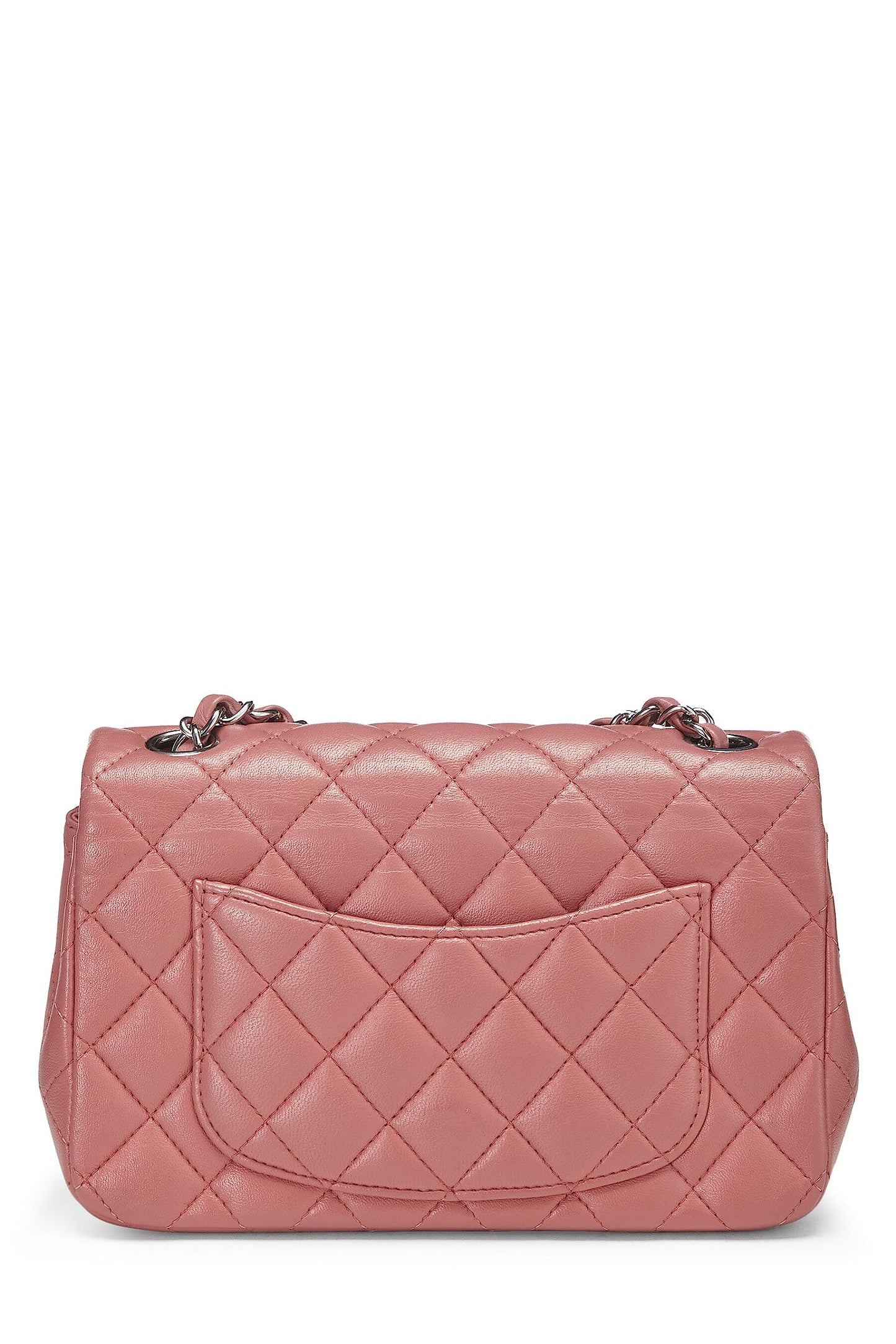 Chanel,  Pink Quilted Lambskin Rectangular Flap Mini, Pink