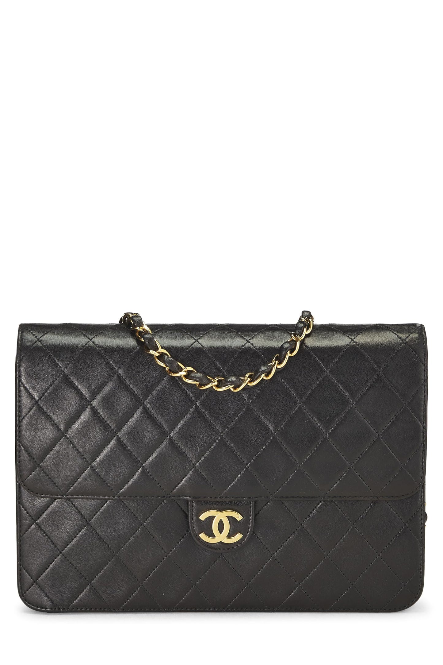 Chanel,  Black Quilted Lambskin Ex Flap Medium, Black