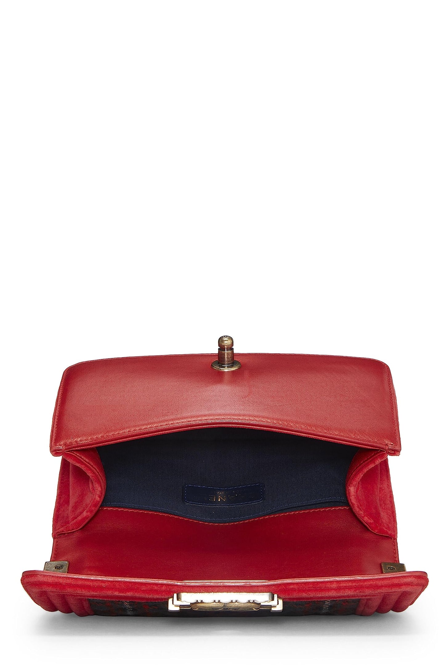 Chanel,  Paris-Edinburgh Red Tartan Velvet Boy Bag Small, Red