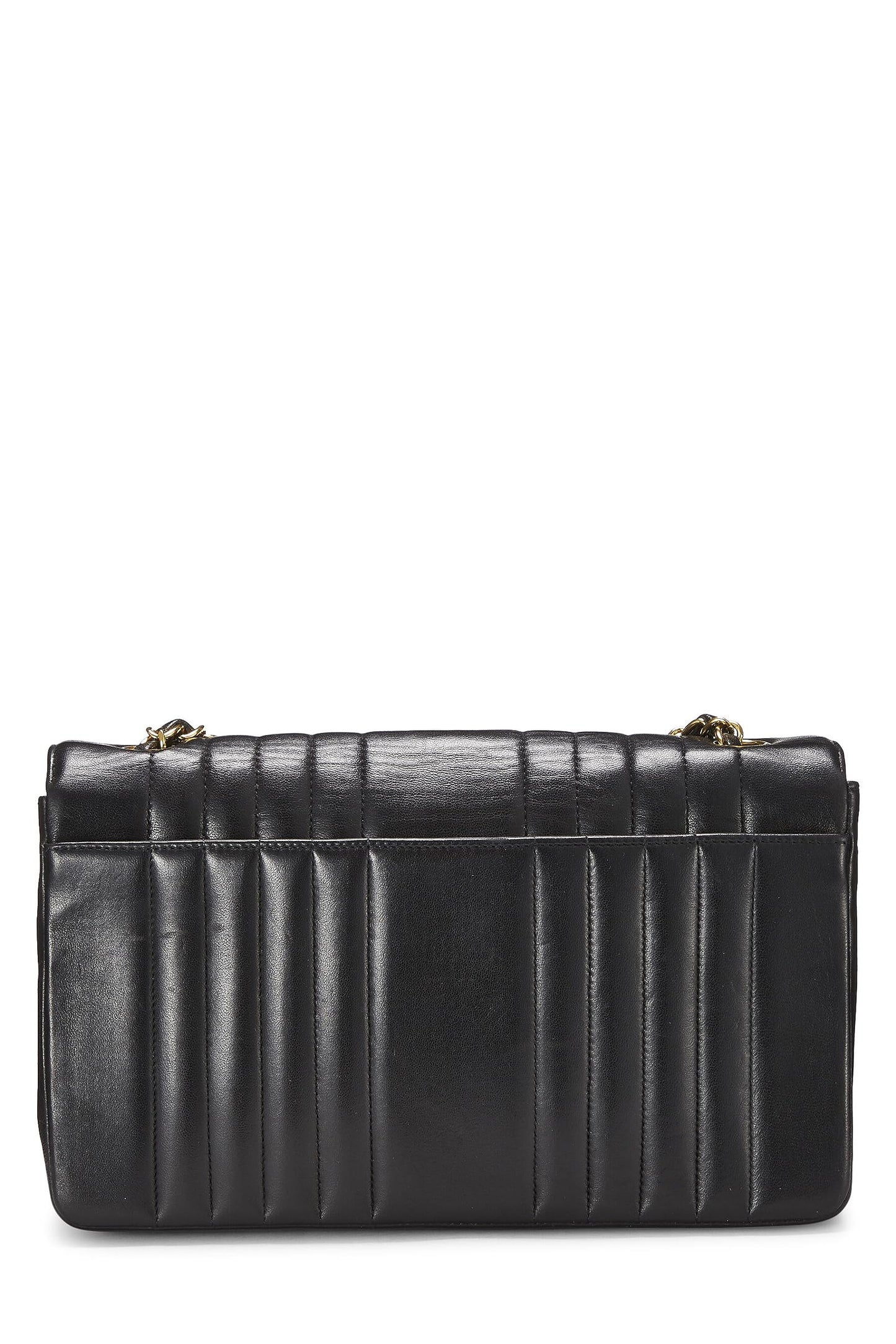 Chanel,  Black Vertical Lambskin Classic Flap Medium, Black