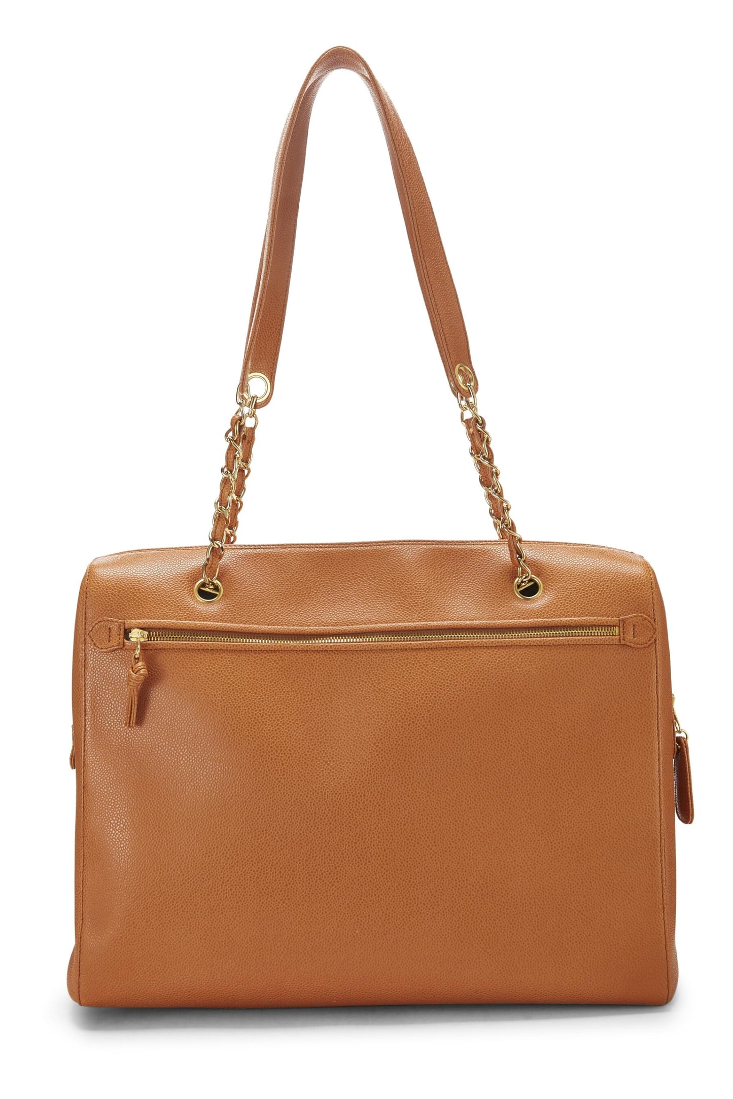 Chanel,  Orange Caviar Zip Tote Large, Orange