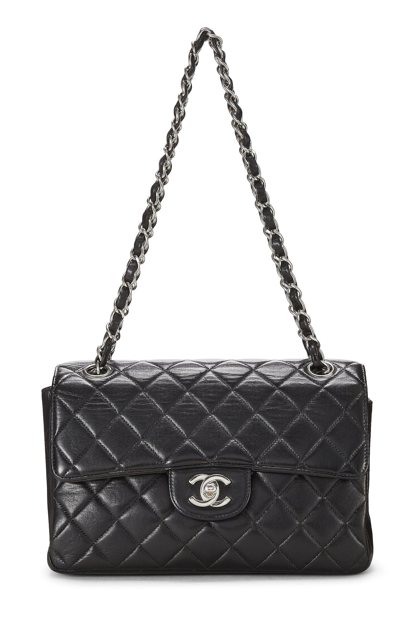 Chanel,  Black Quilted Lambskin Double Sided Flap Small, Black